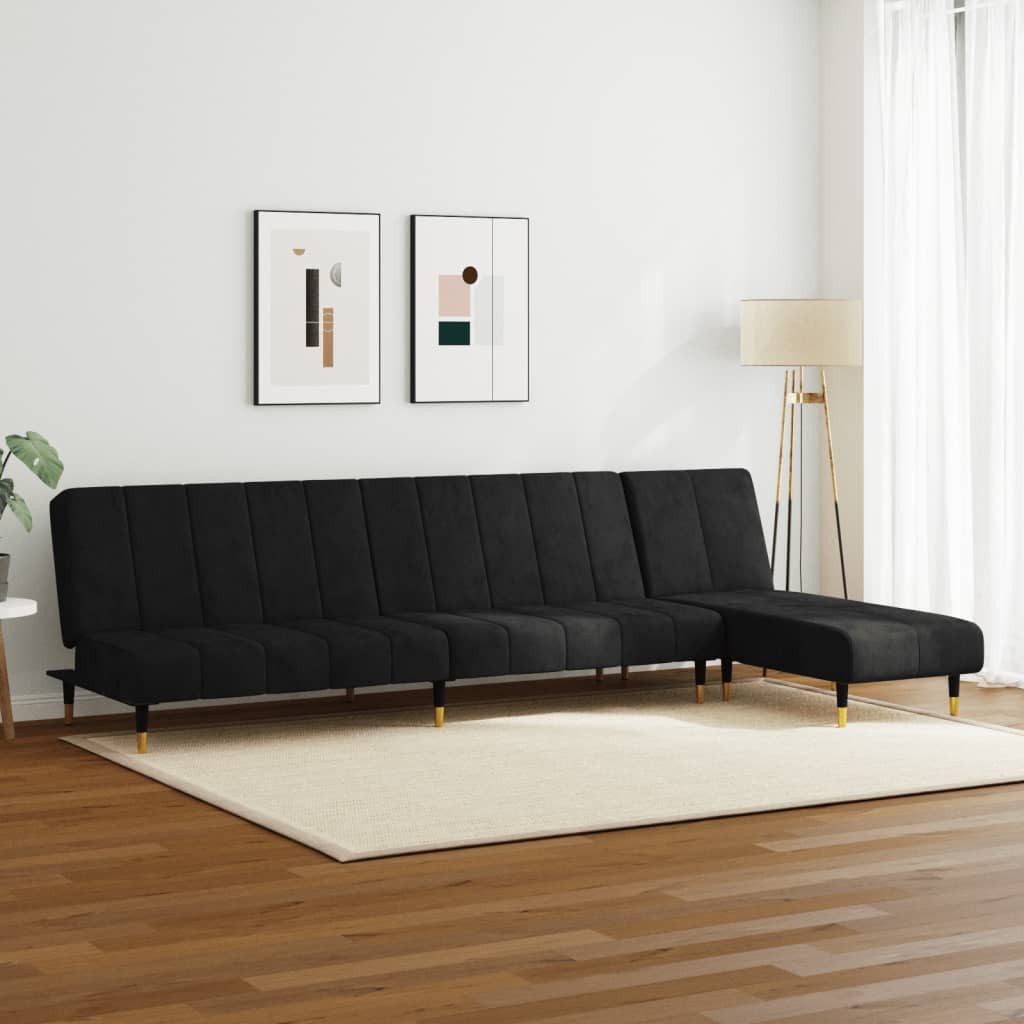 vidaXL Sofa 2-tlg. Sofagarnitur Schwarz Samt günstig online kaufen