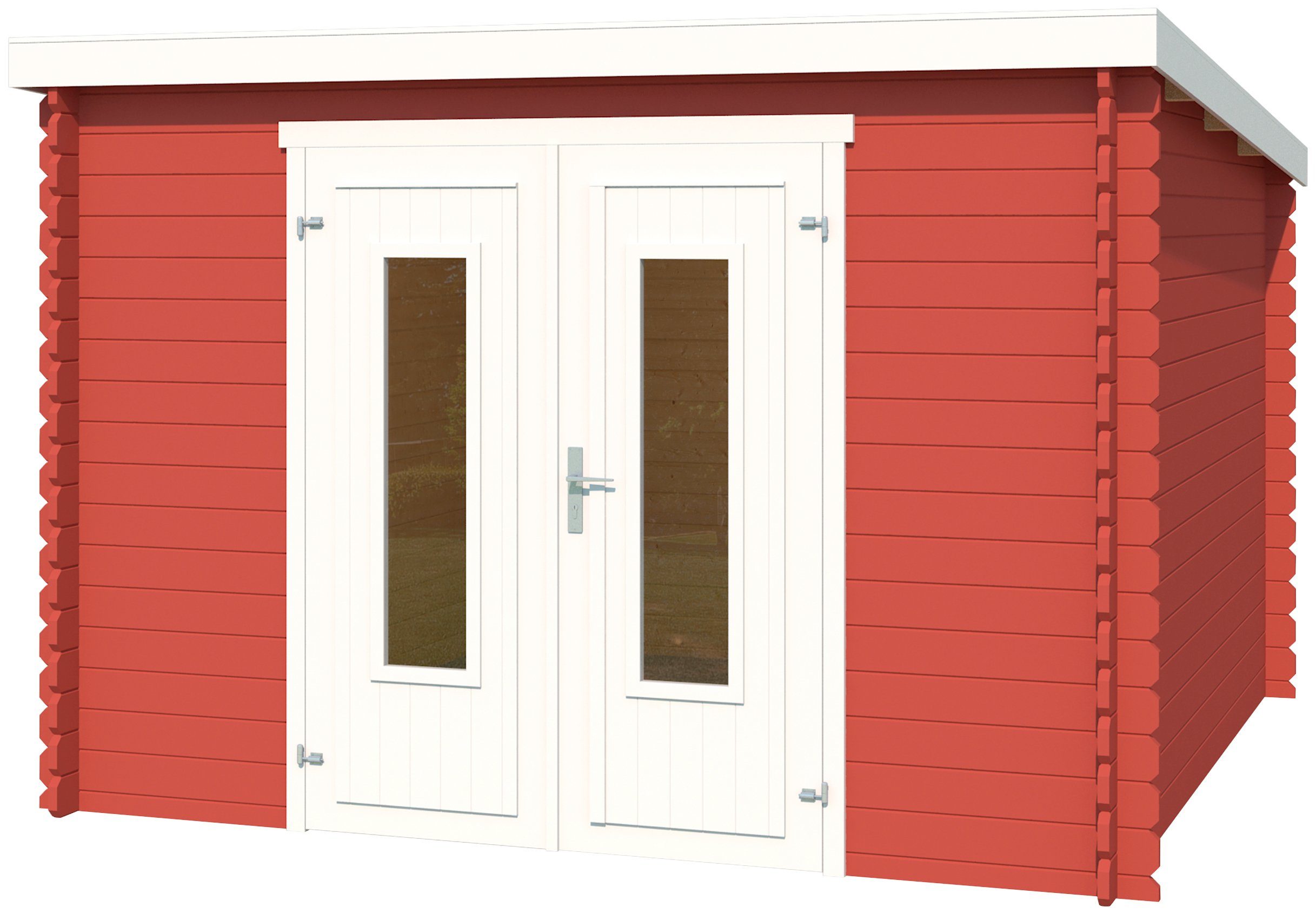 LASITA MAJA Gartenhaus Sacramento, BxT: 312x319 cm, Blochbohlenhaus 28mm, Fundamentmass 2920x2920, Schwedenrot