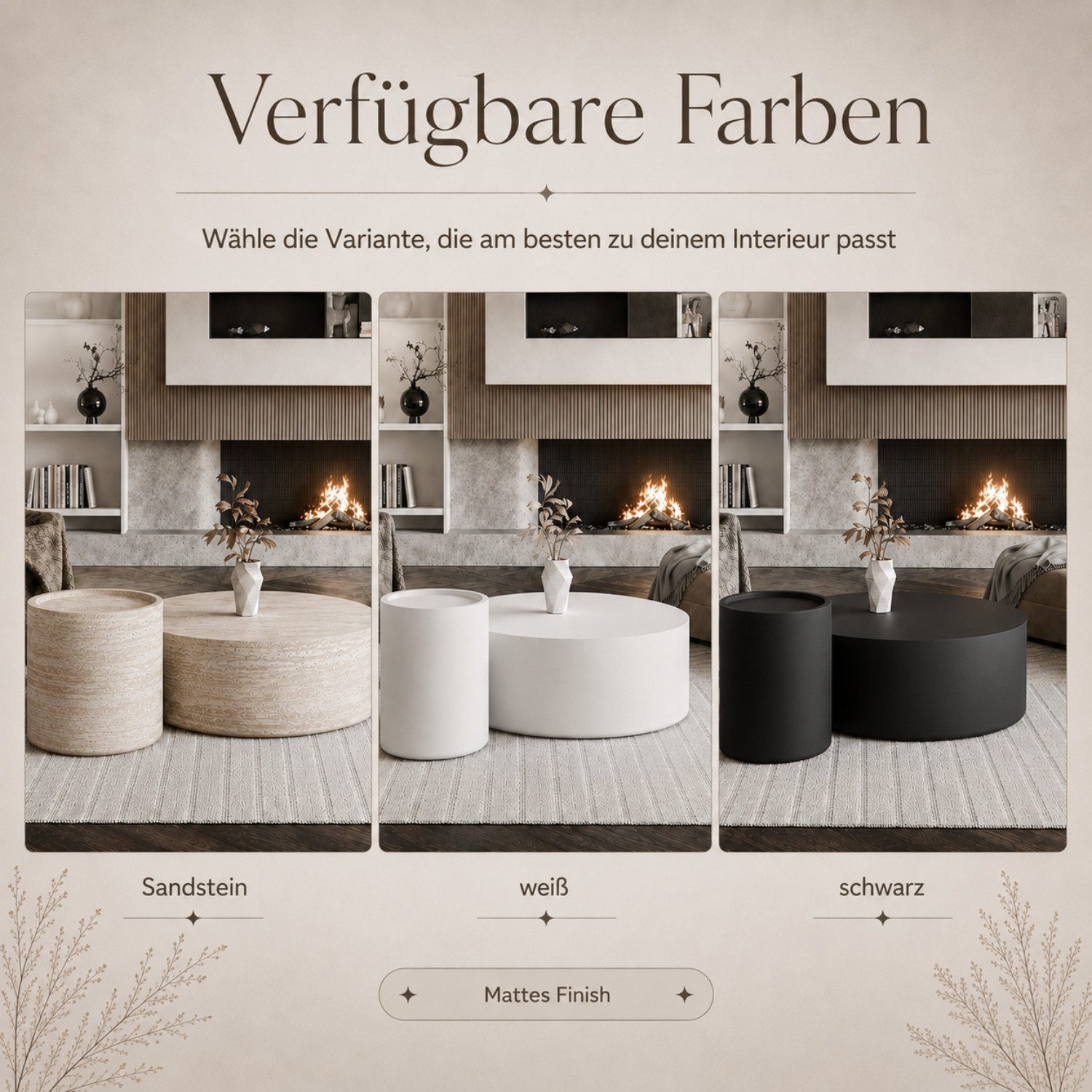 Lookway Couchtisch DUALO Couchtisch-Set – Modernes Design fürs Wohnzimmer (2er Set), Durchmesser: ⌀90 cm & ⌀40 cm