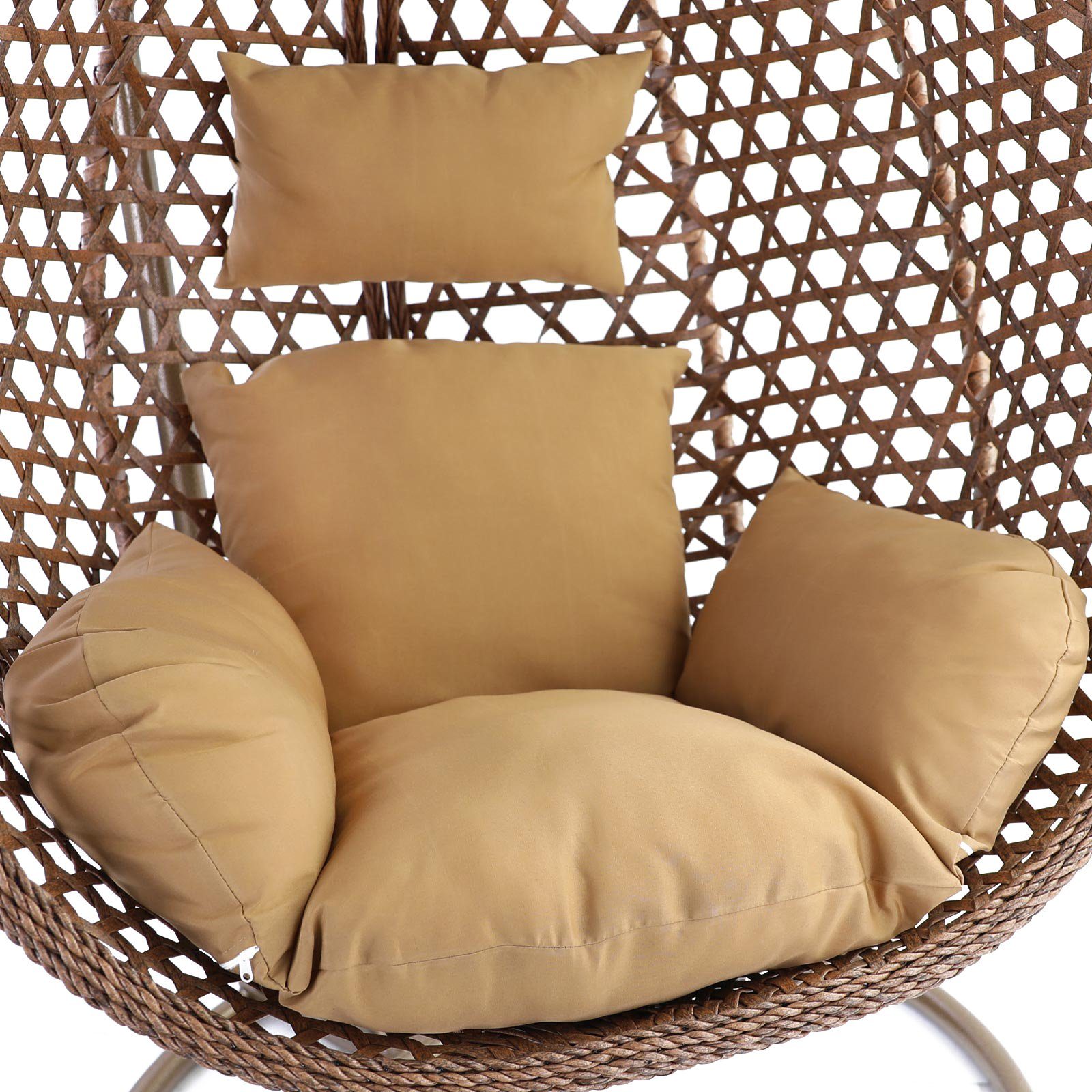 RAMROXX Hängesessel Luxus Hängesessel Style XXL Korb Gestell Braun mit Relaxkissen Braun