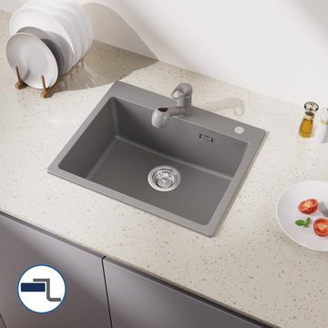 AuraLum pro Küchenspüle Granitspüle Granit Siphon Einbauspüle Spülbecken Küche Spüle 55x45