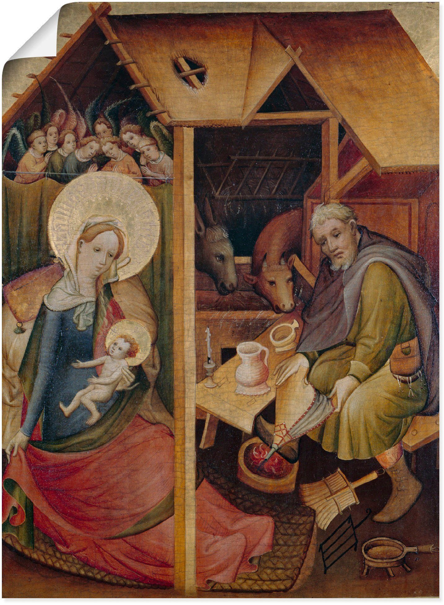 Artland Wandbild Sogenannte Goldene Tafel. Geburt Christi, Religion (1 St), als Leinwandbild, Wandaufkleber oder Poster in versch. Größen