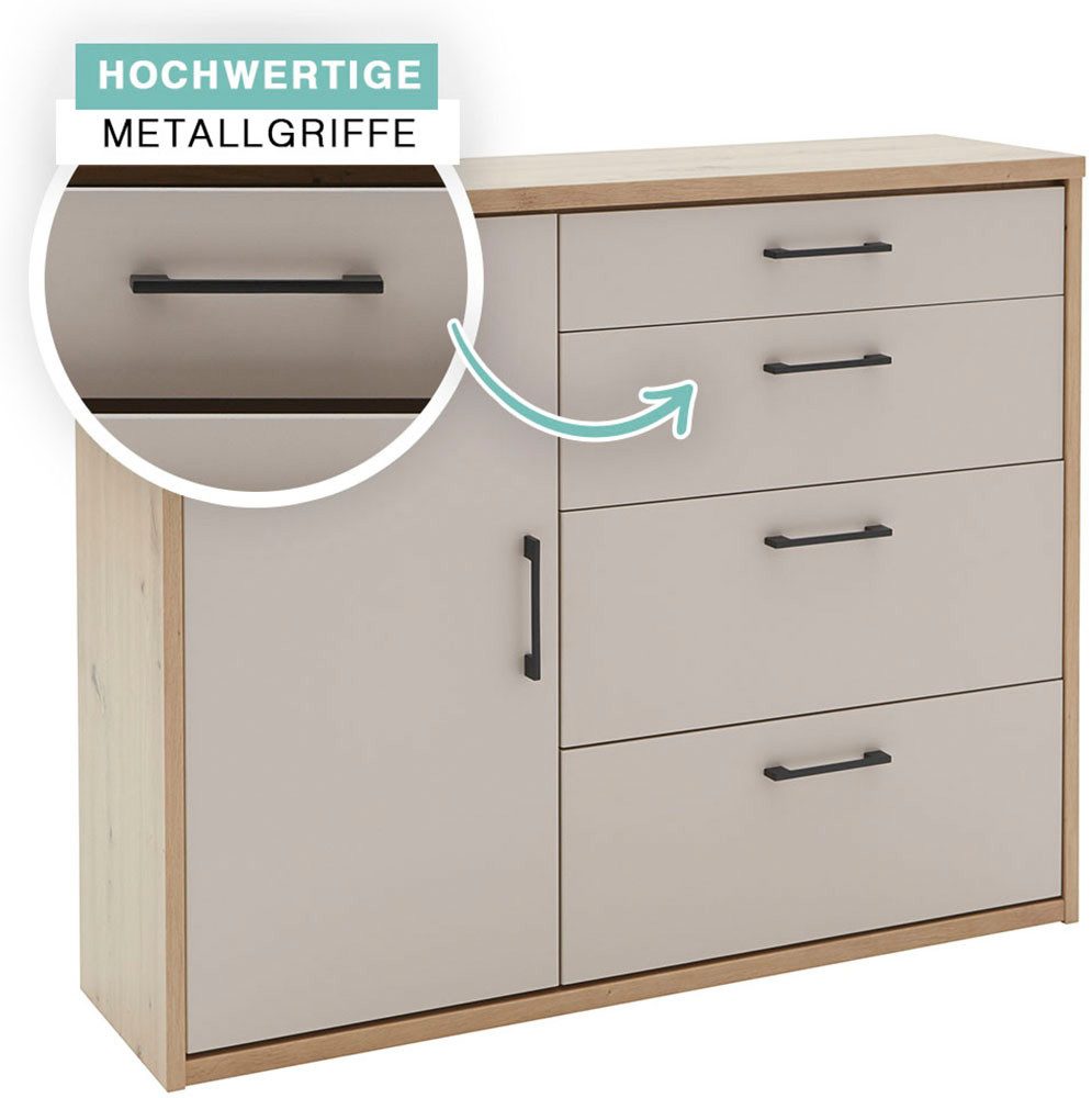 priess Hochkommode Warburg hochwertige Kommode aus Deutschland, fertig aufgebaut geliefert mit Dämpfern und Metallgriffen