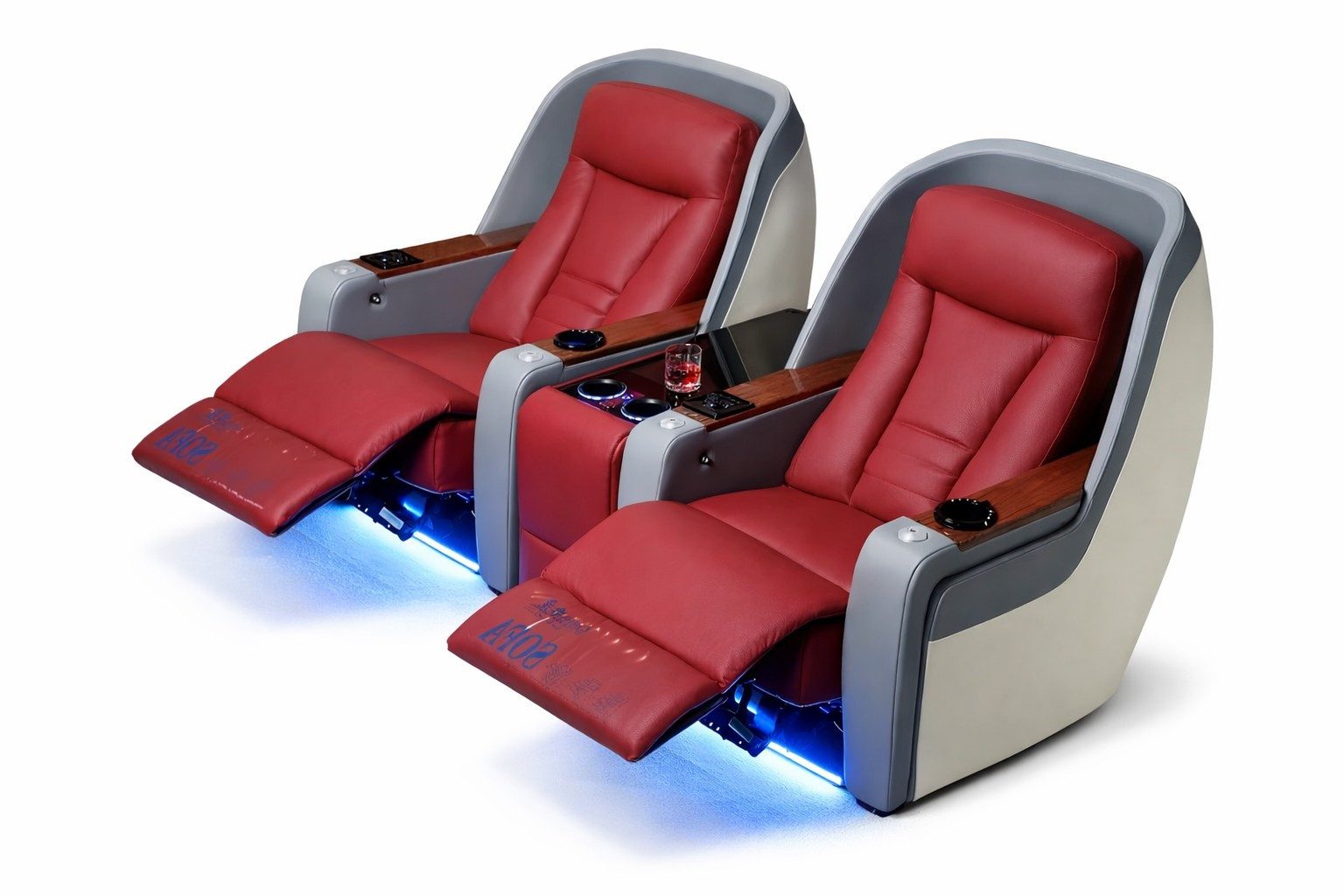Xlmoebel Relaxsessel Eleganter Massagesessel mit Fußstütze, Getränkehalter und (1-St., 2-Sitzer), Made in Europa