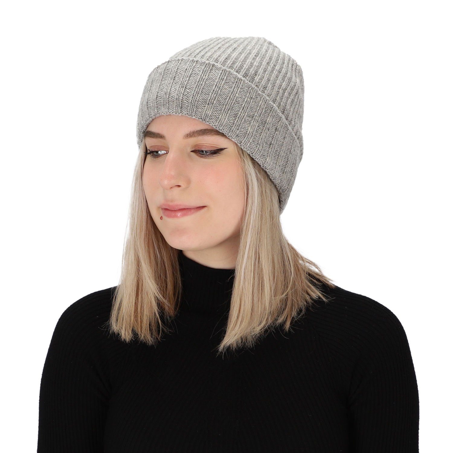 halsüberkopf Accessoires Strickmütze Rippstrickmütze Wolle/Kaschmir (1-St) Mütze aus Kaschmir und Wolle