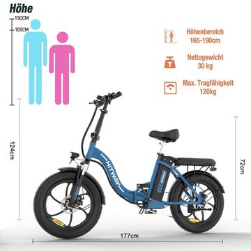 HITWAY E-Bike, Elektrofahrrad klapprad E-Bike FatReifen 20" 36V/11Ah