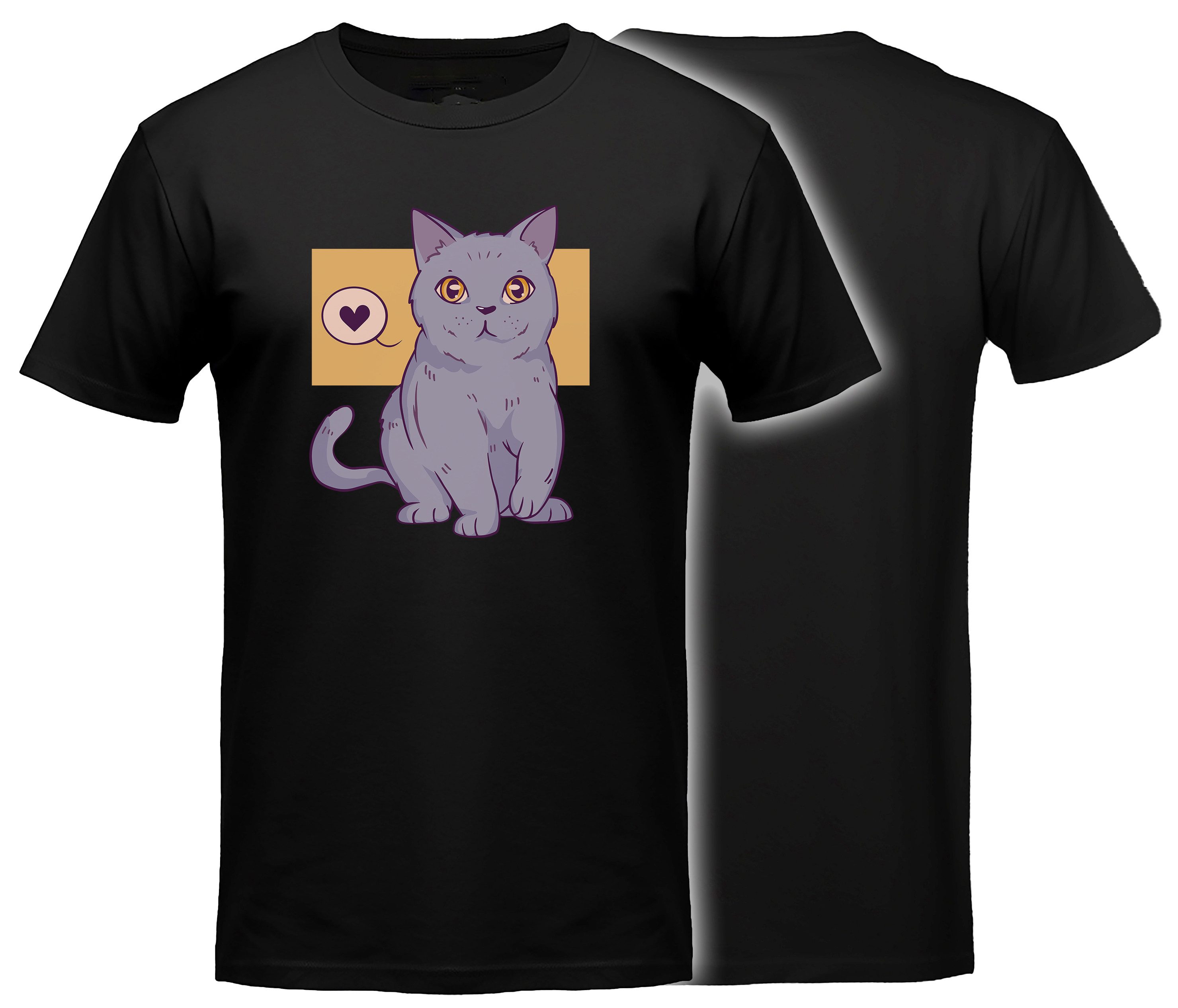 T-Shirt Katzen print Shirt mit Herz