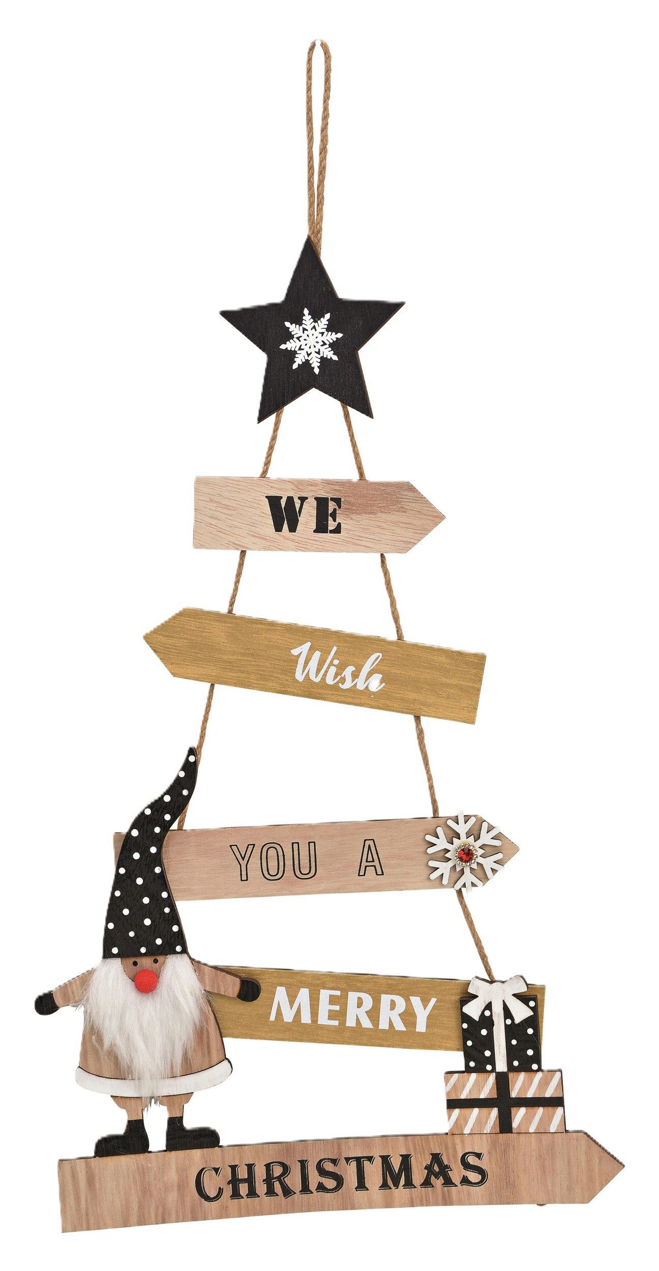 foolonli Hängedekoration Türschild Holz Tannenbaum Schwarz Natur We wish yo günstig online kaufen