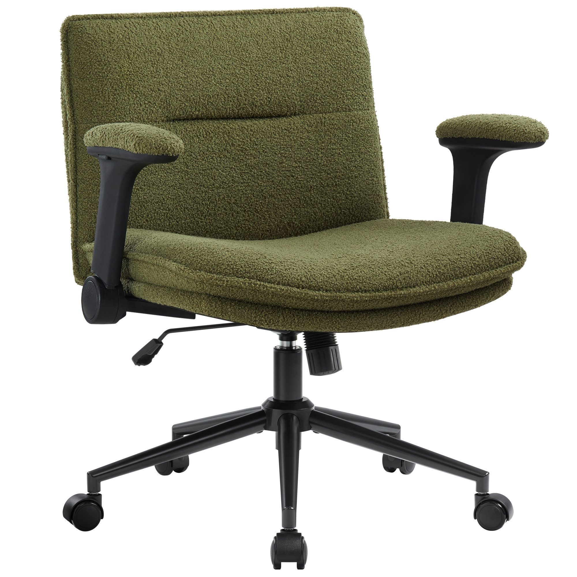 IWMH Bürostuhl Schreibtischstuhl mit klappbare Armlehnen, (Höhenverstellbar Drehstuhl mit Rollen), Stoff Stuhl für Büro Schlafzimmer Wohnzimmer Schminktisch