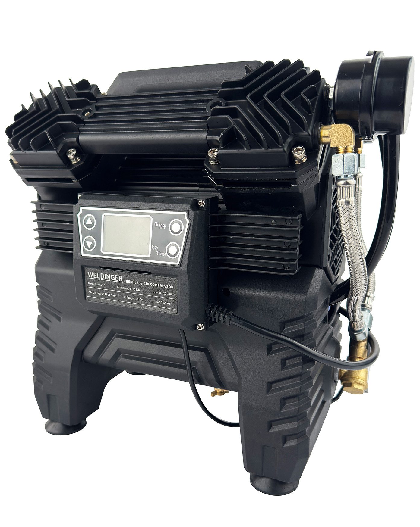 WELDINGER Kompressor Flüsterkompressor FK 250 pro mini hohe Lieferleistung 2200 W 3-10 bar, 2200 W, max. 10 bar, Druckbereich 3-10 bar