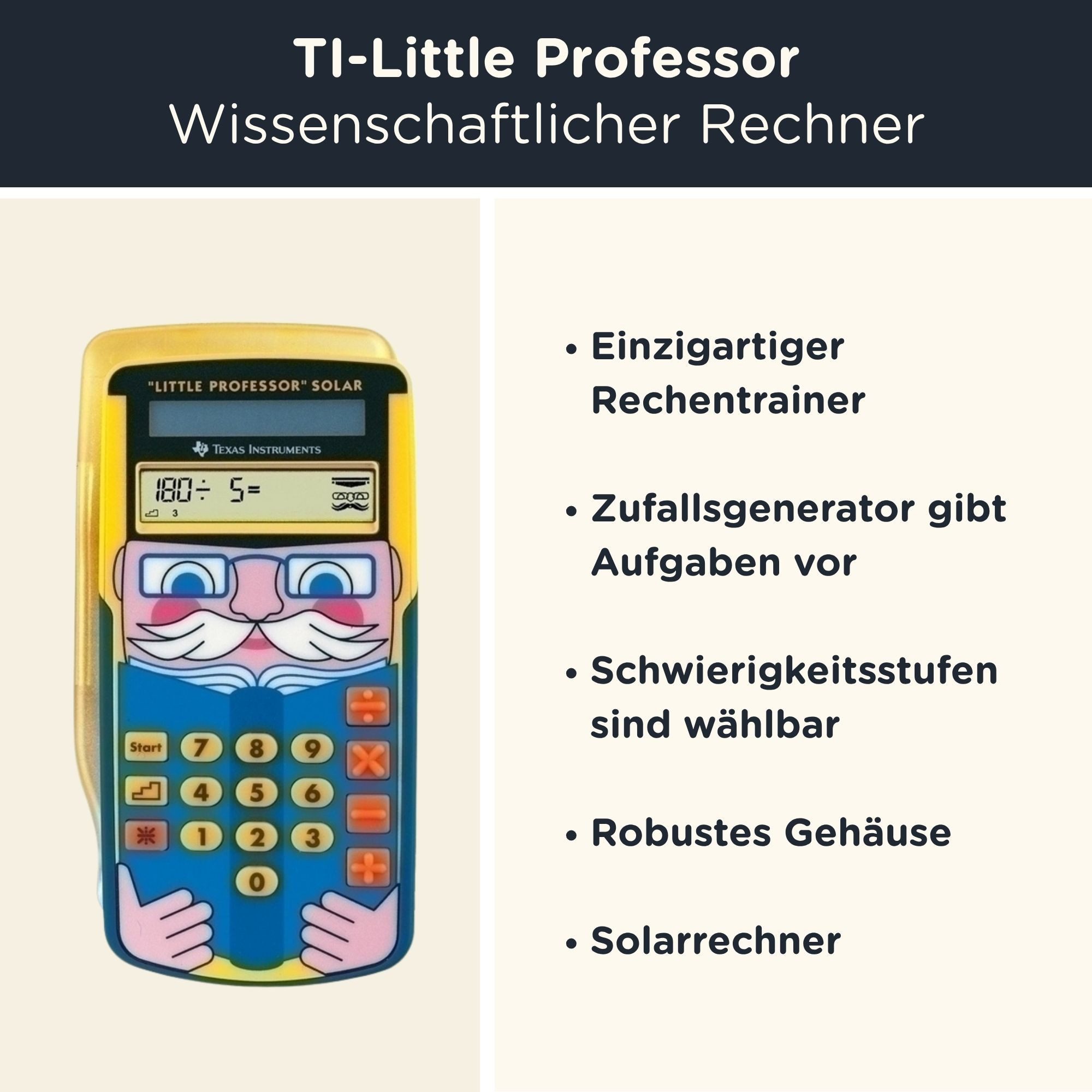 Texas Instruments Taschenrechner TI-Little Professor inkl. WYNGS Schutztasche Blau