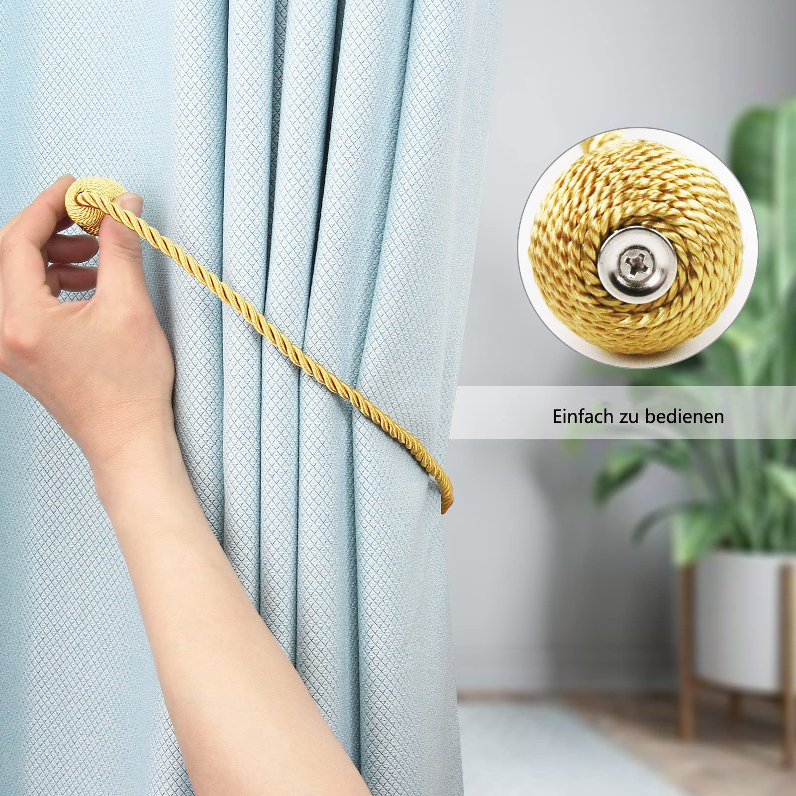 Agger Raffhalter Magnetische Raffhalter 2 Stück für Vorhänge – Dekorative Seil, (2-tlg), Raffhalter mit Magnetverschluss für Innen- und Außenbereich – Bild 5 von 5