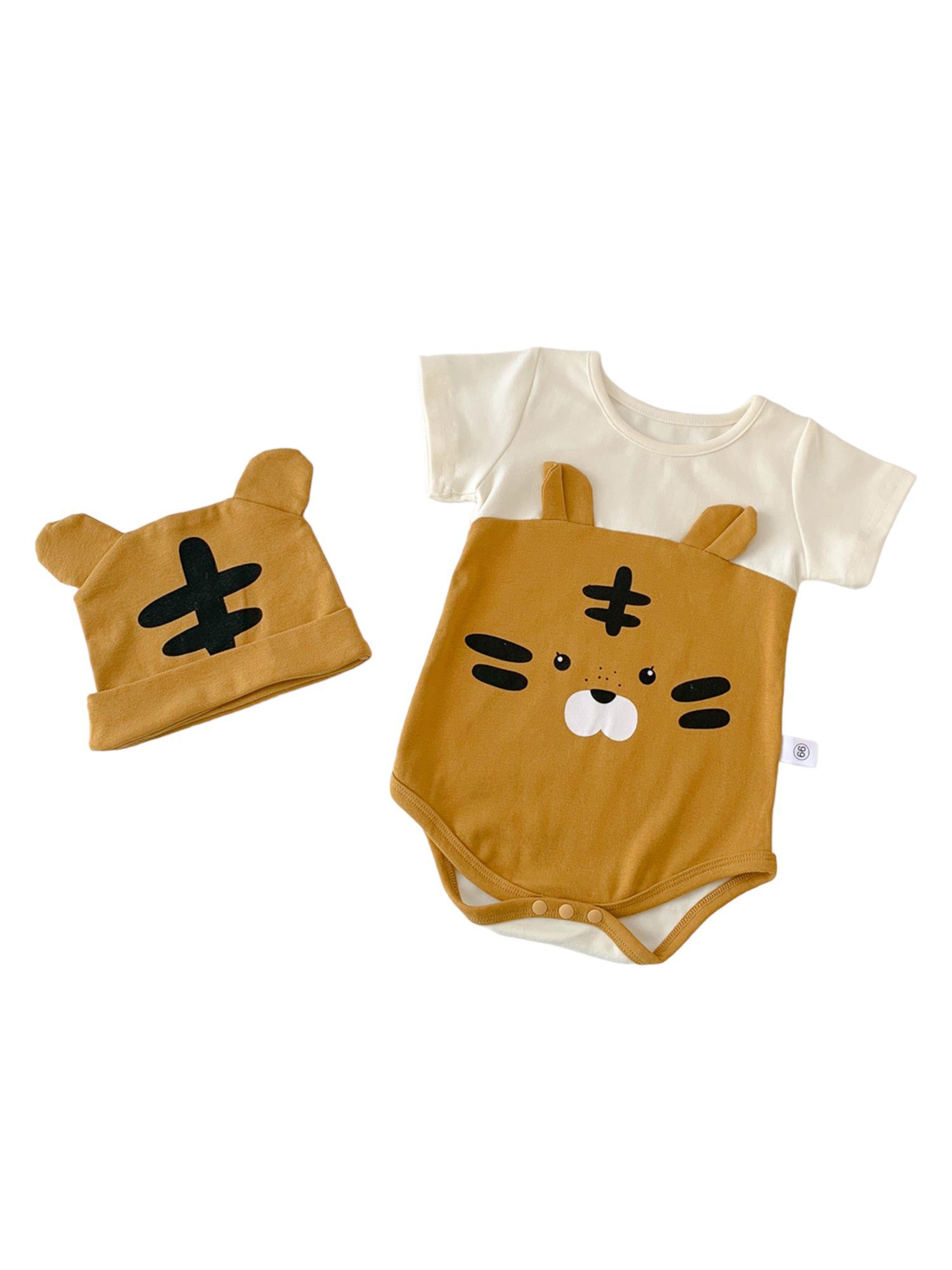 LAPA Strampler Baby Sommer Strampler Anzug mit Cartoon-Tiger-Druck