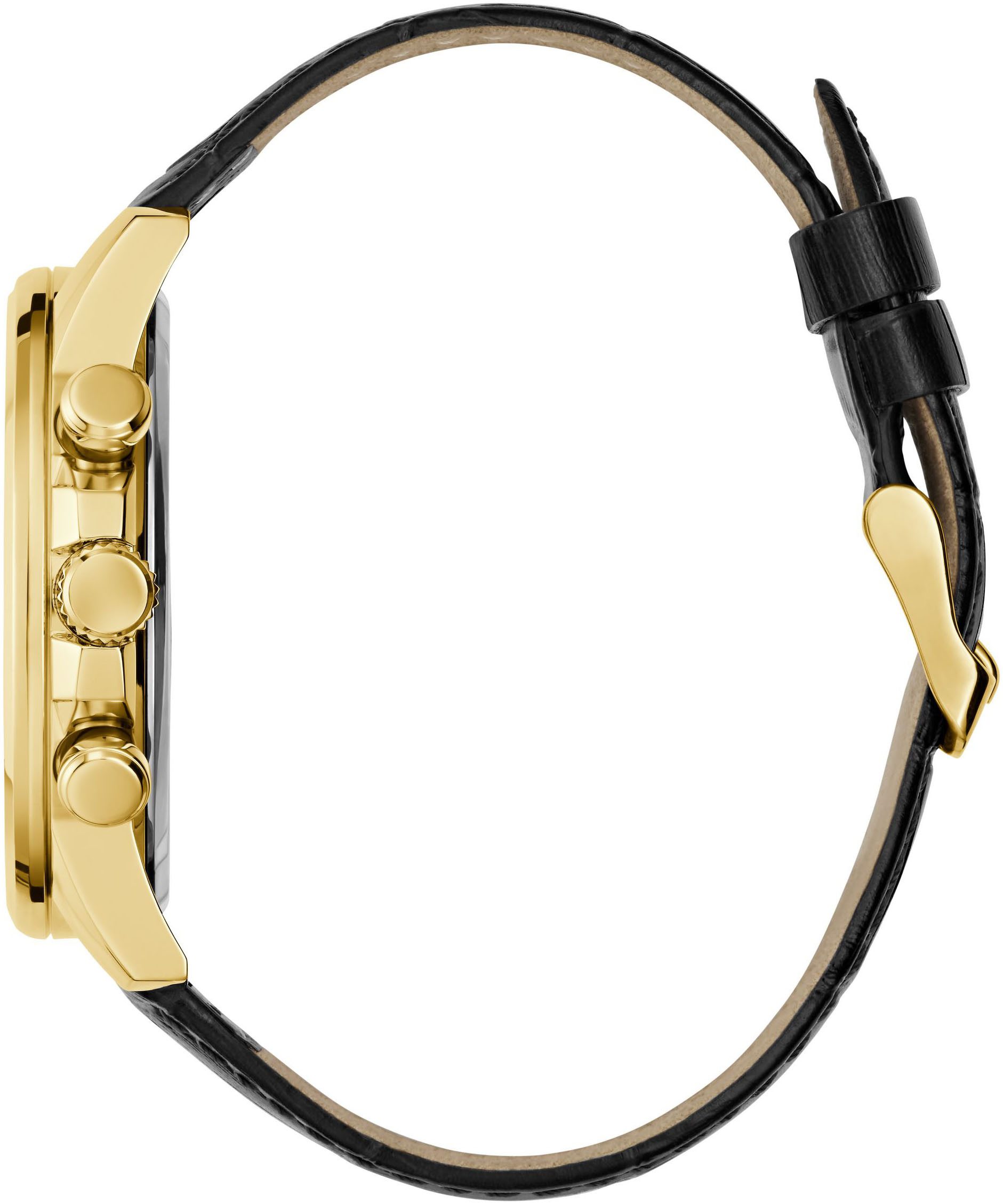 Guess Multifunktionsuhr WALKER GW0901G4, Quarzuhr, Armbanduhr, Herrenuhr, Datum, Wochentag, Lederarmband