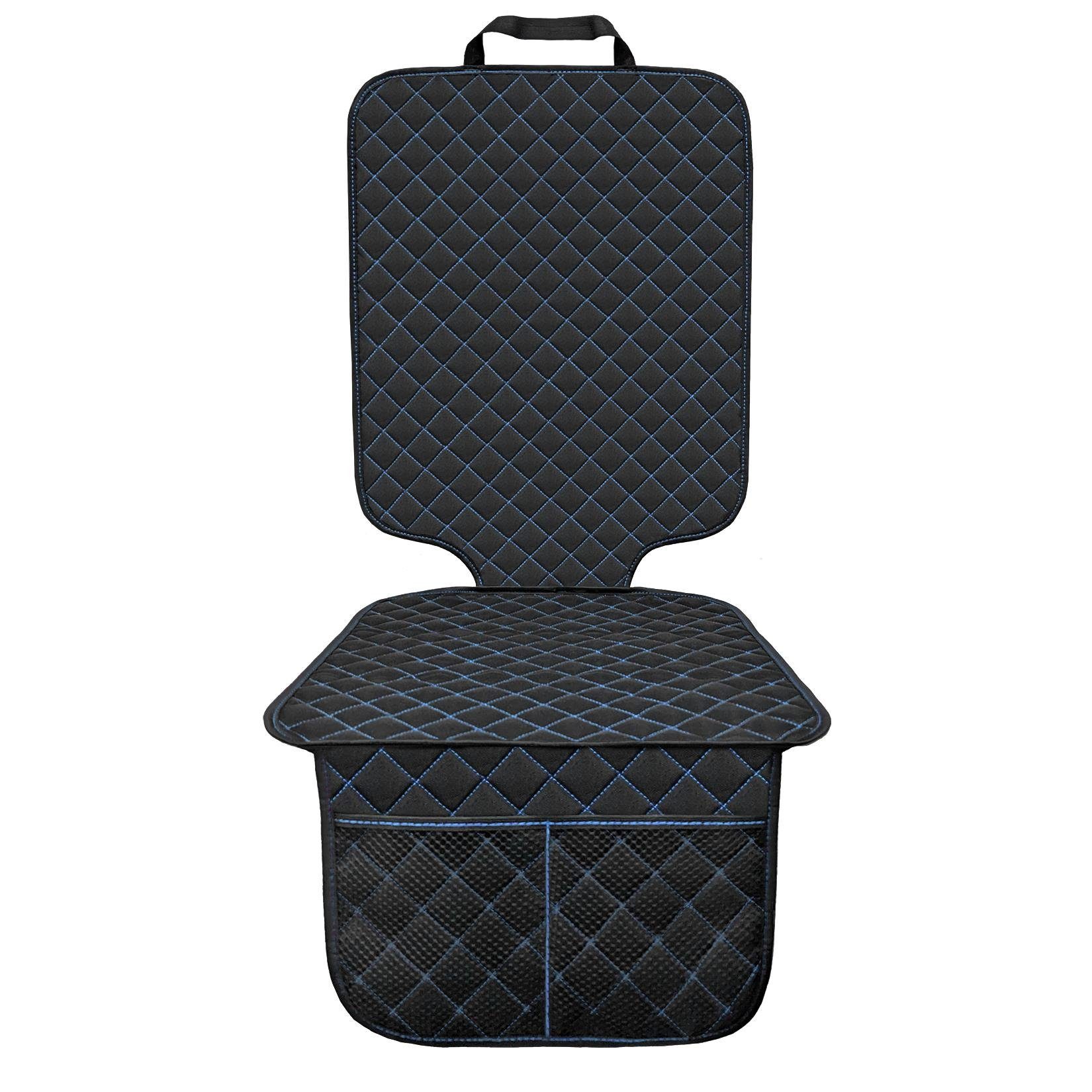 L & P Car Design Kindersitzunterlage Kindersitzschoner in schwarz-blau ISOFIX geeignet, 1 Stück