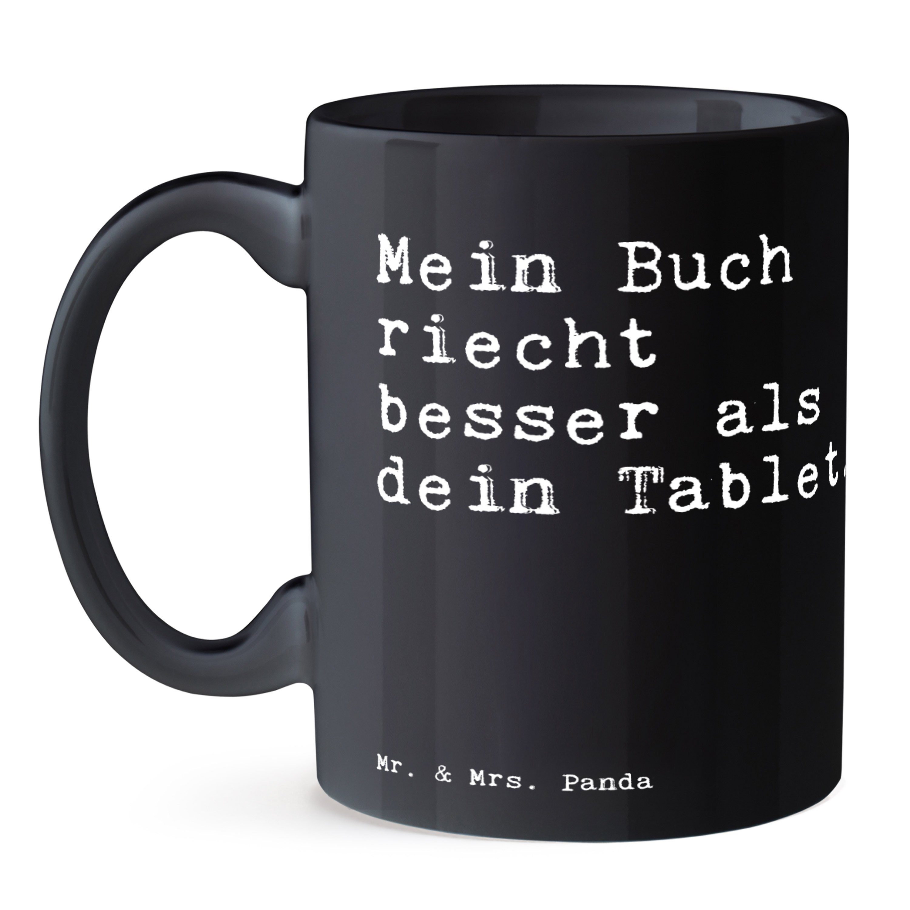 Tee, Keramik Tasse Panda Buch & Mrs. besser... Geschenk, Becher, Schwarz riecht - Schwarz Spruch, - Mr. Mein