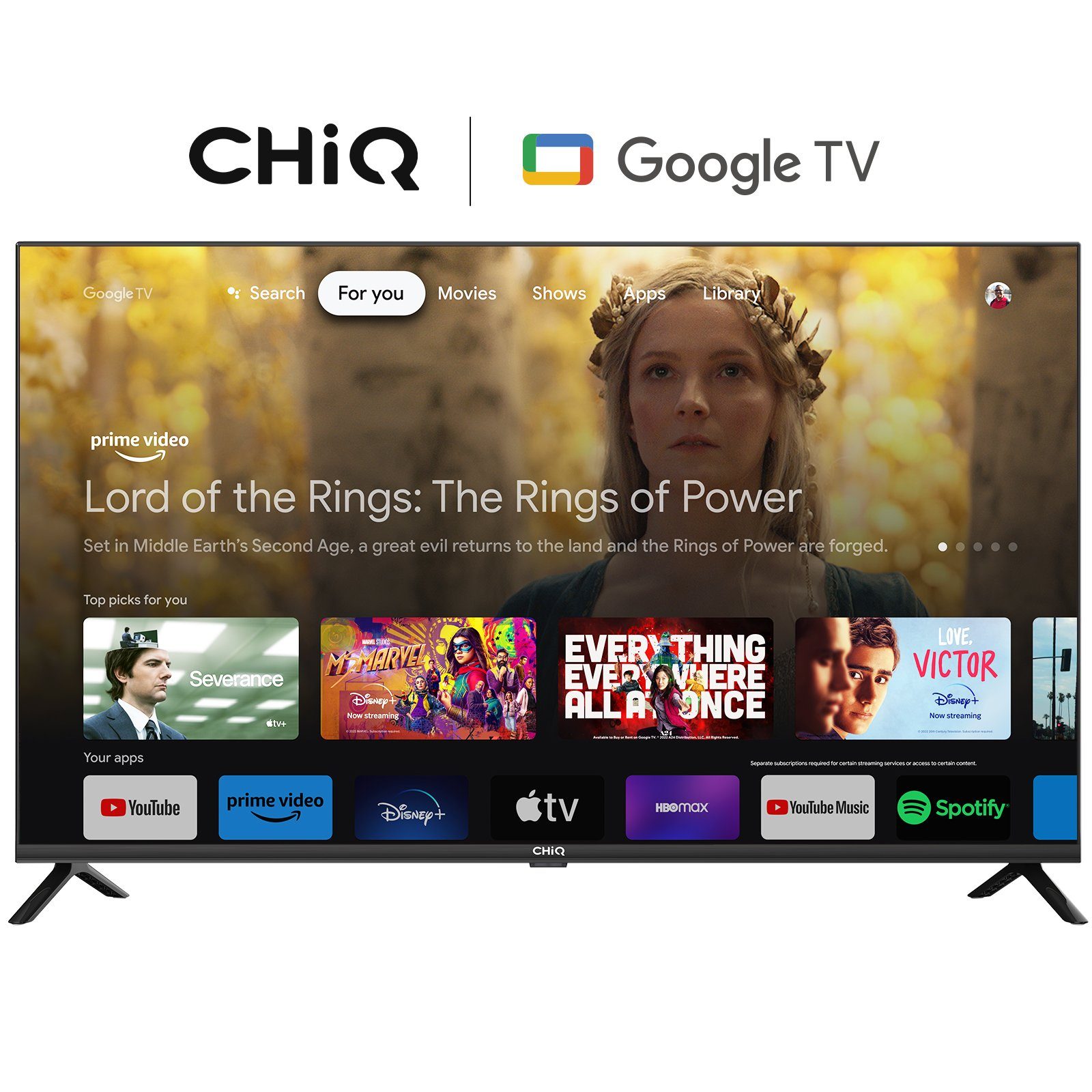 CHiQ L40H7G LED-Fernseher (100,00 cm/40 Zoll, Full HD, Smart-TV, Google TV,  Google Assistant,Chromecast,Youtube,Triple Tuner(DVB-T2/T/C/S2)