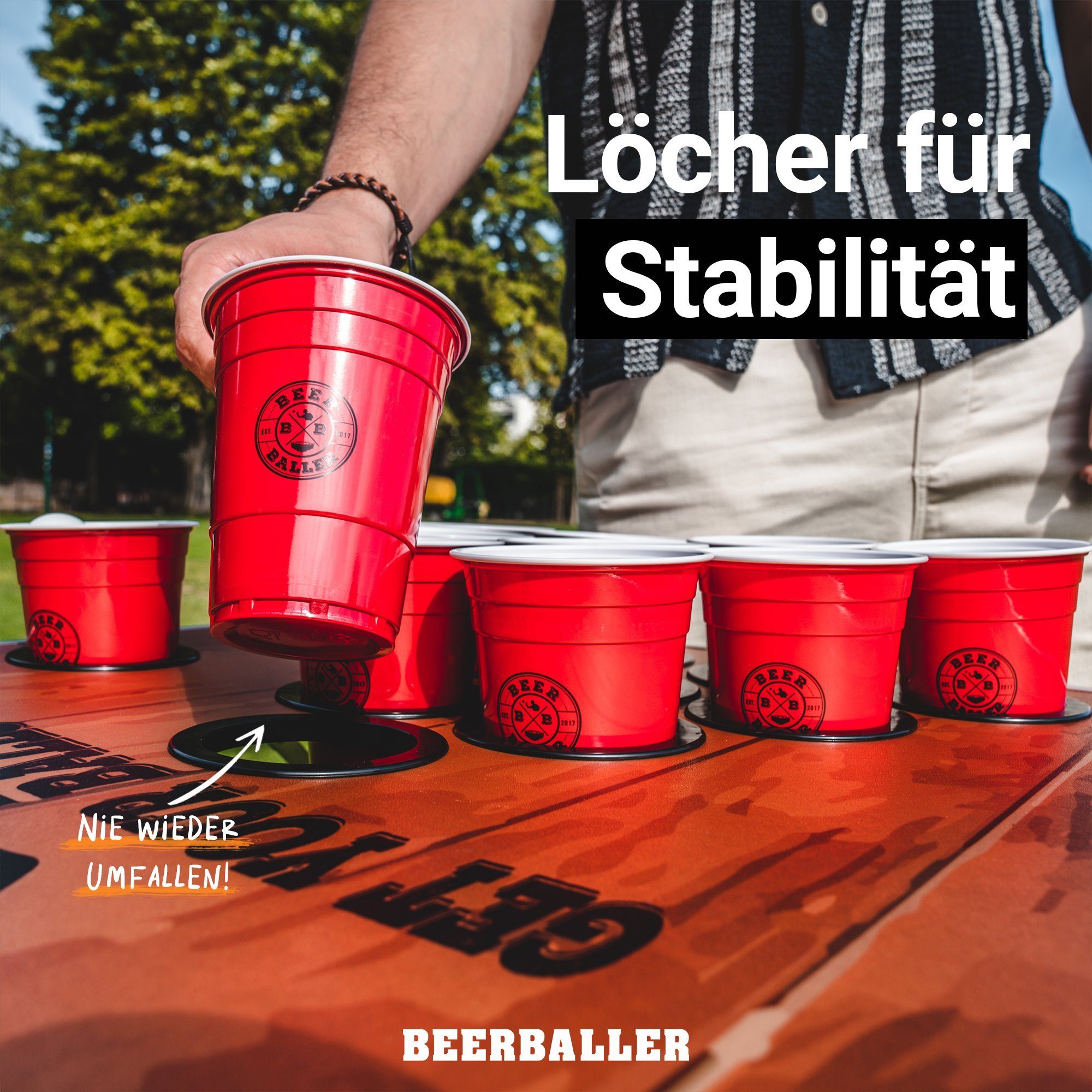 Cupholdern BeerBaller Beer BeerBaller® Ice Wood Pong Klapptisch mit und - Tisch 'N' Kühlfach