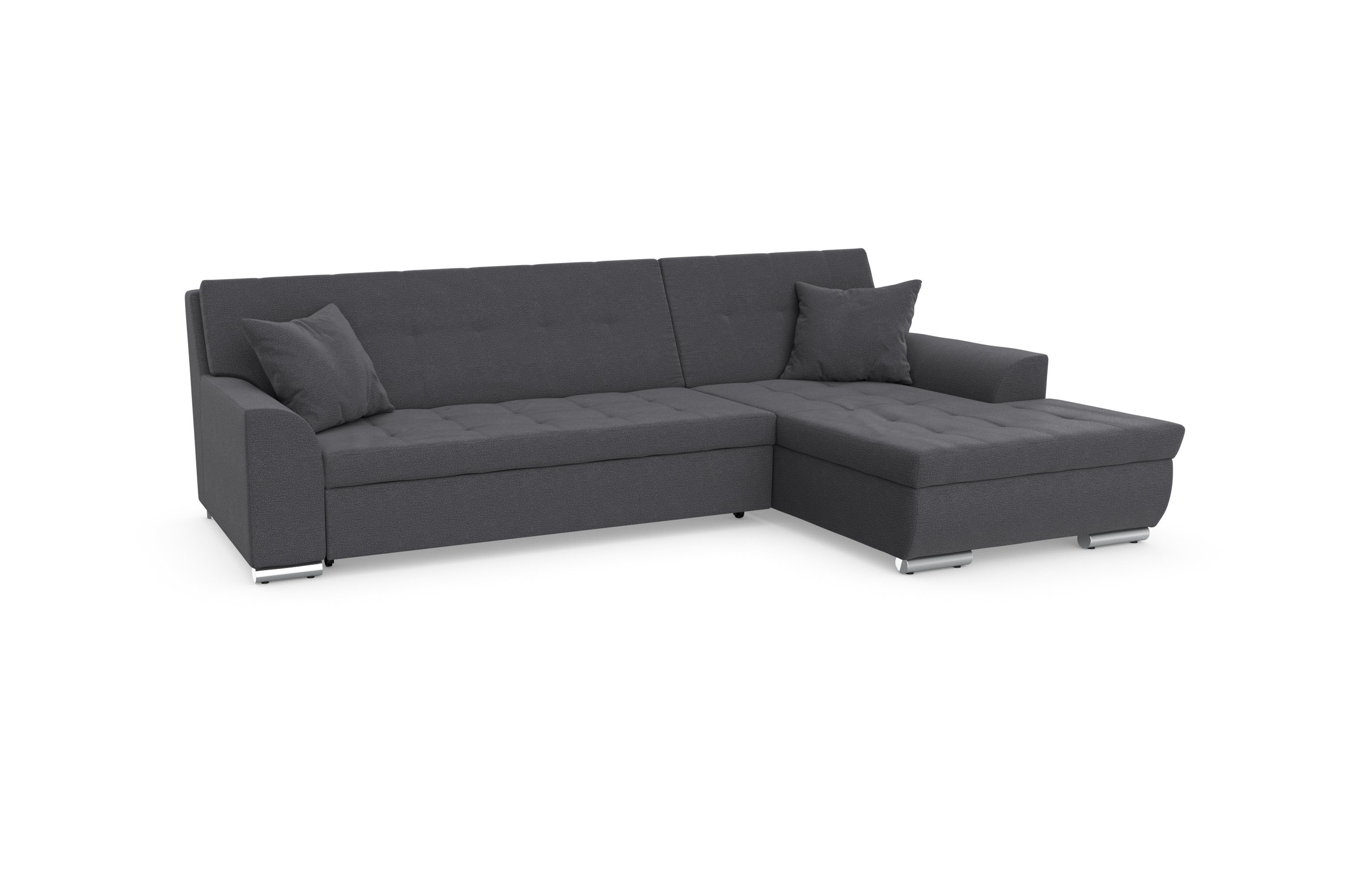 DOMO collection Ecksofa Treviso viele Bezüge, auch in Cord, L-Form, B/T/H: 267/80/83 cm, mit Bettfunktion, inkl. Zierkissen, Unser Dauertiefpreis