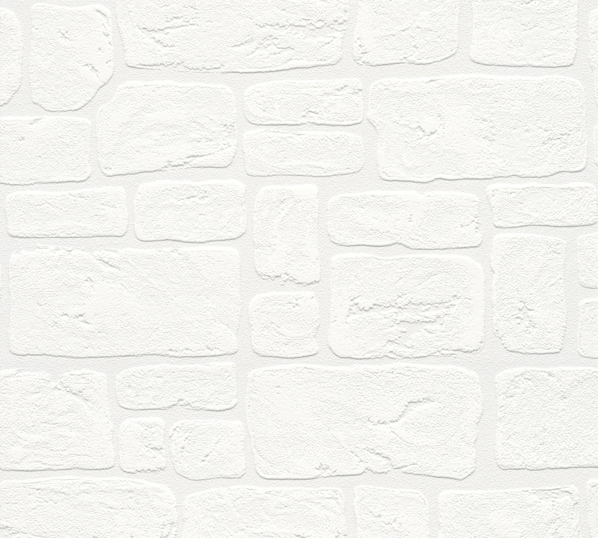 A.S. Création Strukturtapete Black and White, strukturiert, einfarbig, Landhaus Tapete Stein Natur Weiß | Papiertapeten
