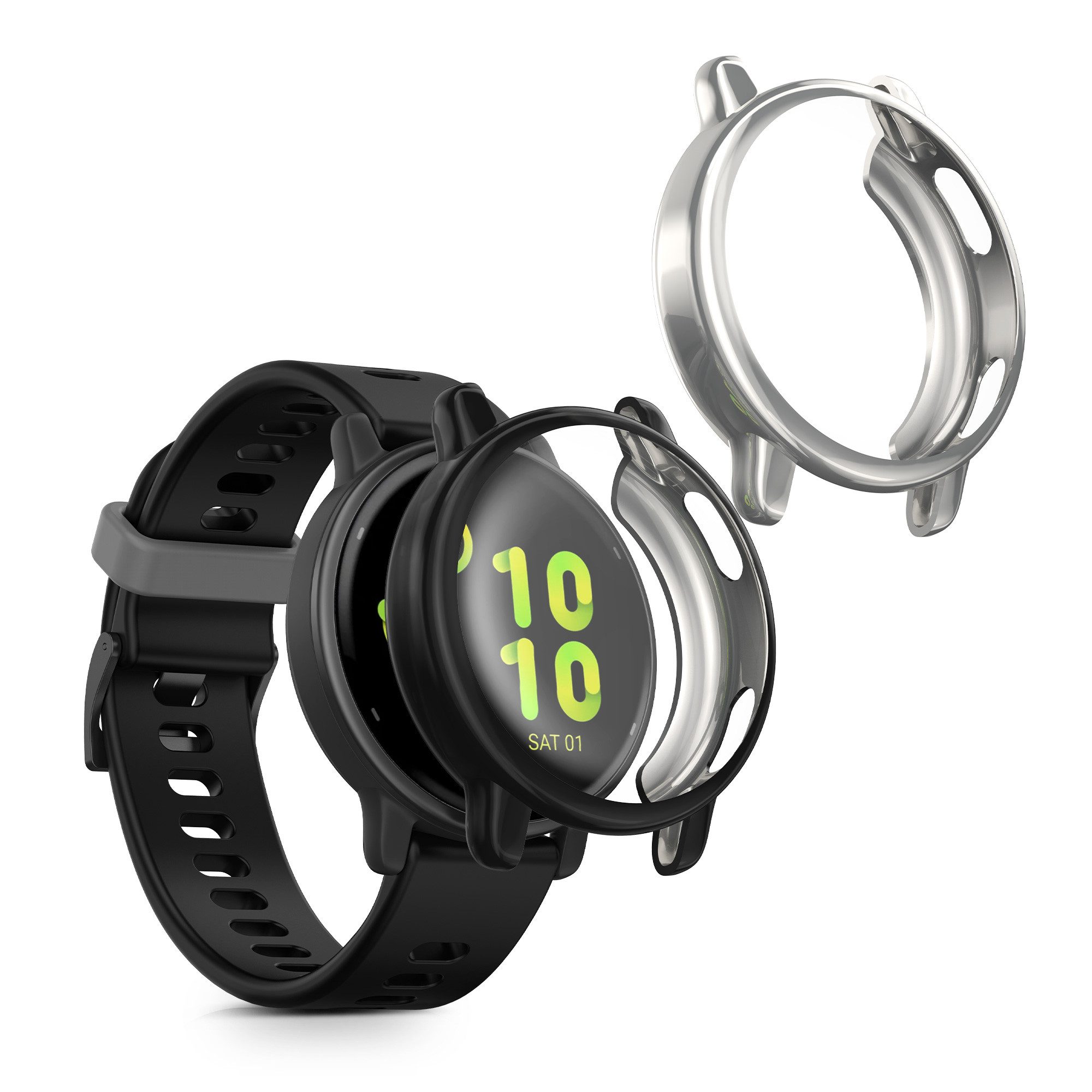 kwmobile Smartwatch-Hülle 2x Silikon Hülle für Garmin vivoactive 5 / active 5, Schutzhülle Fullbody Display Cover Set aus Silikon