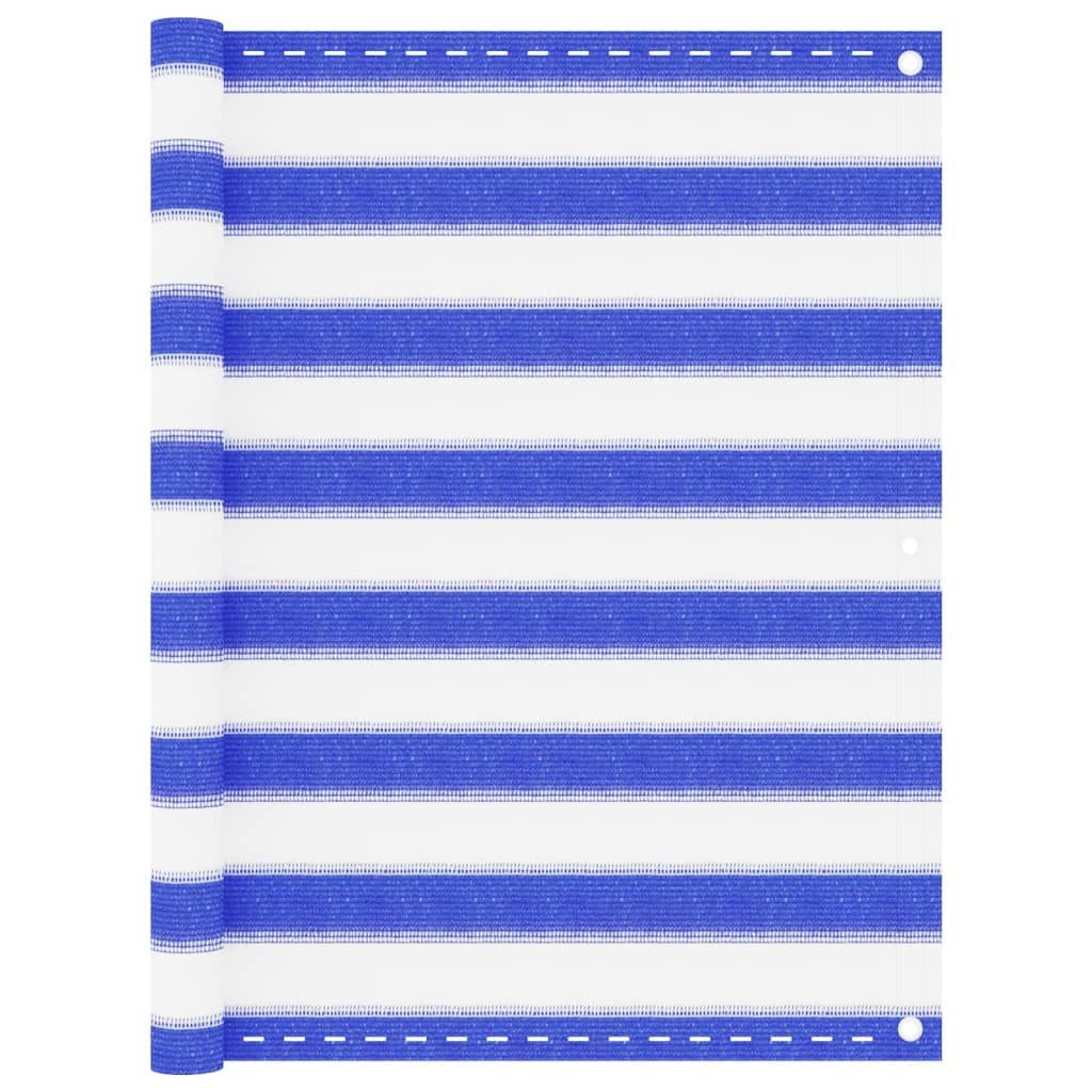 furnicato Balkonsichtschutz HDPE-Balkonschirm 90 x 300 cm in Blau und Weiß (1-St)