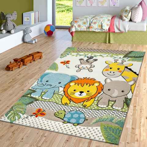 Kinderteppich Kinderzimmer Kurzflor Teppich Motiv Afrika Tiere, TT Home, Läufer, Höhe: 16 mm