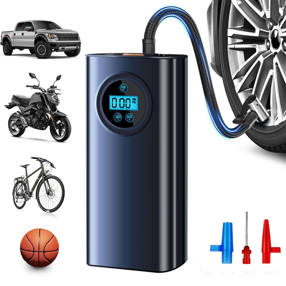 Luftpumpe Pumpe Tragbare Digital Luftpumpe mit LCD-Display, 3000mAh Akku