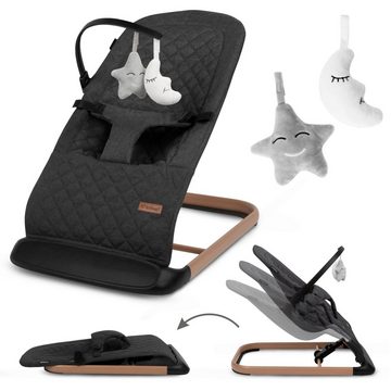 LeNoSa Babywippe Luxus Schaukelstuhl • ergonomische Wippe mit 3-Punkt-Sicherheitsgurt, 3-stufige Neigungsverstellung