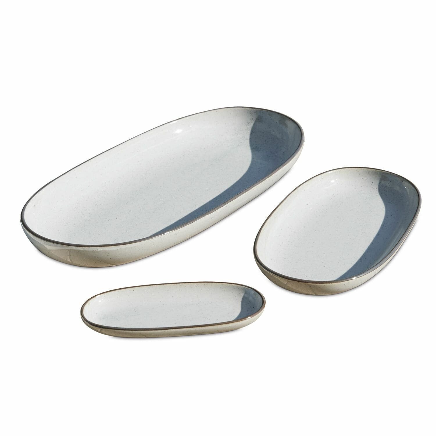 Mirabeau Geschirr-Set Servierplatte 3er Set Biarré grau, Steinzeug