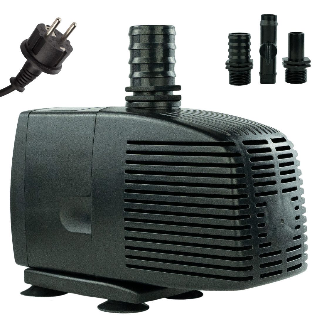 Teichpumpe 230 V – 3.000 L/H, 10m Kabel, 280 cm Förderhöhe, 60 Watt, Wasserpumpe