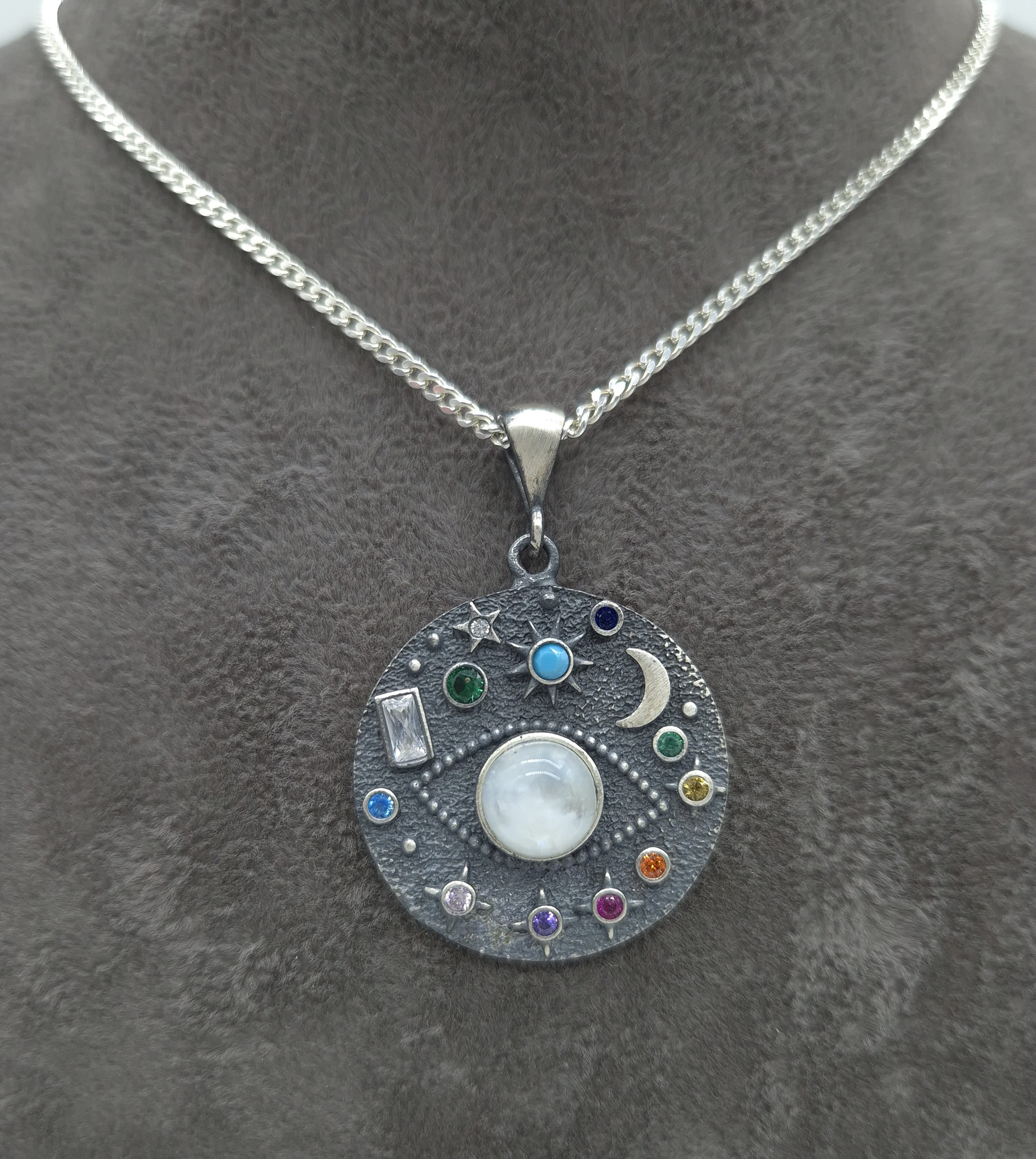 NAHLE Panzerkette Silber Kette mystisches Auge mit Mondstein Silber Halsket günstig online kaufen