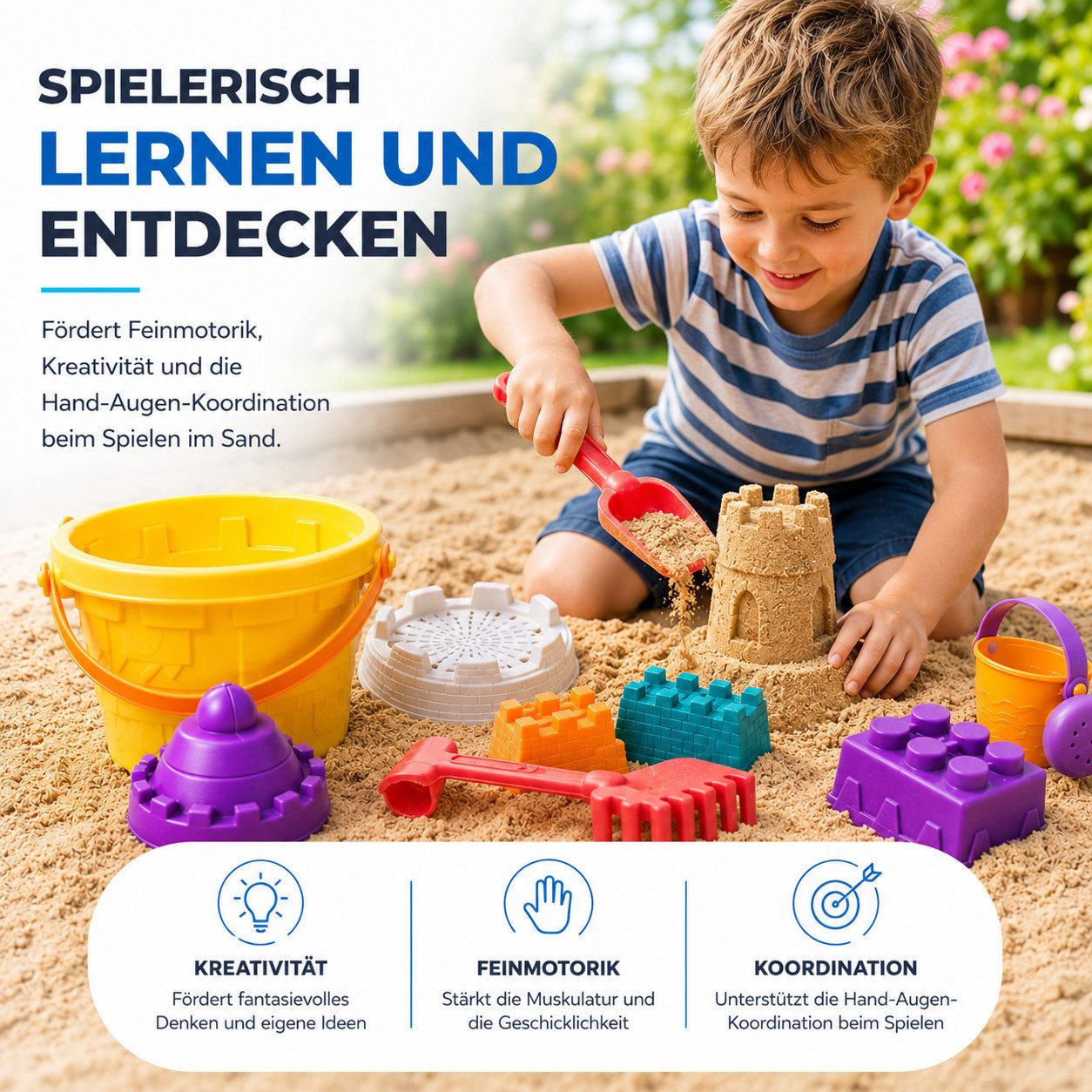 TK Gruppe Sandform-Set Sandspielzeug-Set aus Kunststoff, 4-, 9- oder 11-teilig – Bild 4 von 5