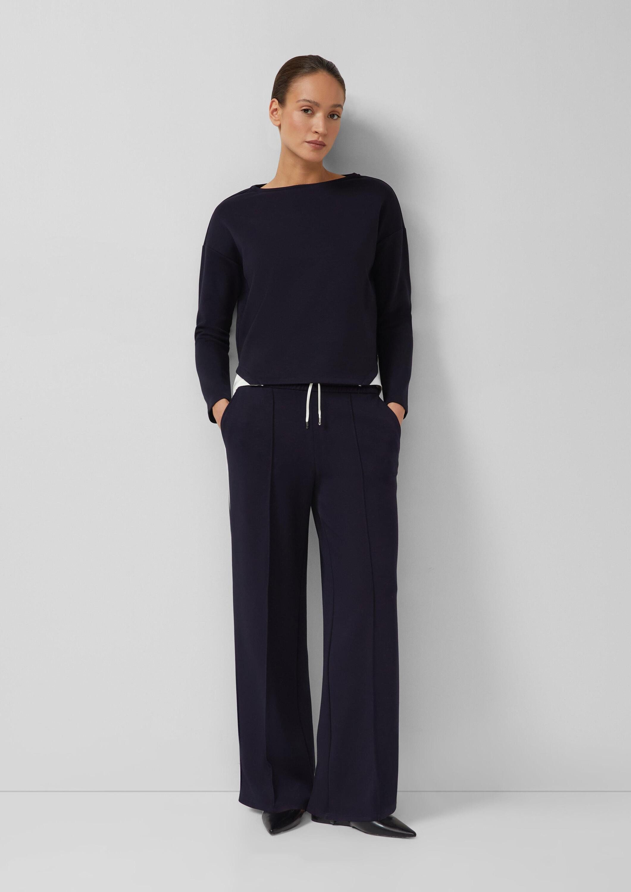 s.Oliver Chinos Hose Wide-Leg-Hose aus Scuba mit Kontraststreifen