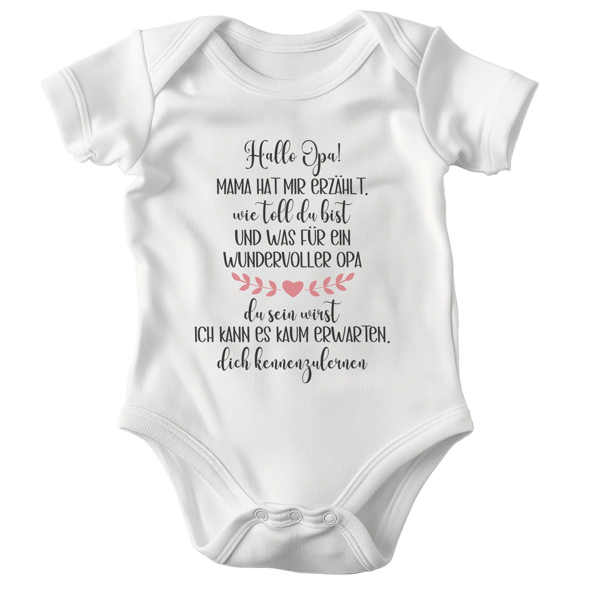 Kurzarmbody Bio Unisex Babybody Hallo Opa Weiss Strampler Babyparty Geschenk Motiv