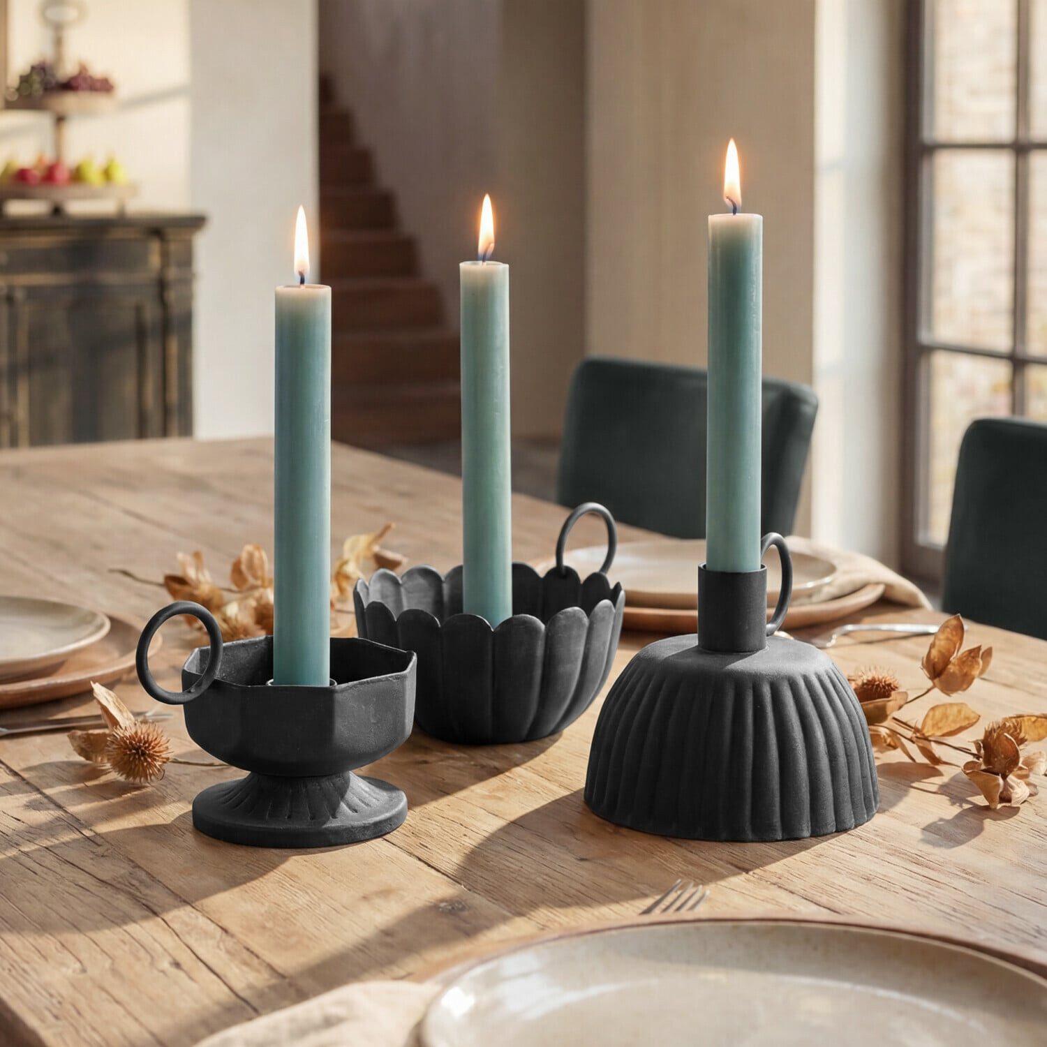 Mirabeau Kerzenständer Kerzenhalter 3er Set Lazharin antikgrau
