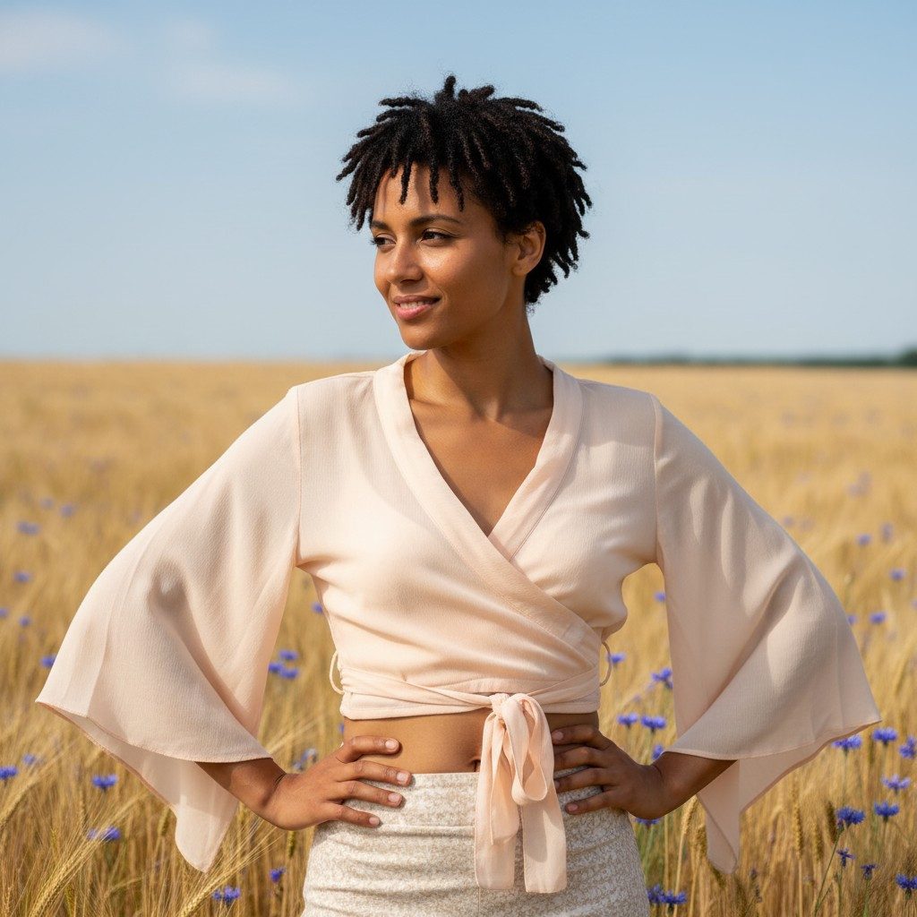 Guru-Shop Longbluse Kurztop, Boho Blusentop, Wickeltop, Wickelbluse.. alter günstig online kaufen