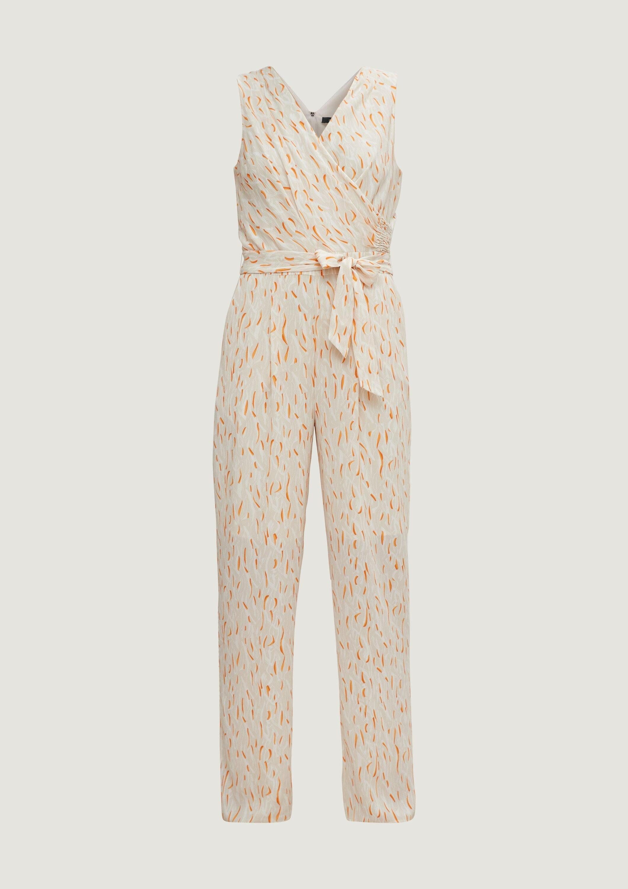 comma Jumpsuit Overall Jumpsuit mit Crêpestruktur