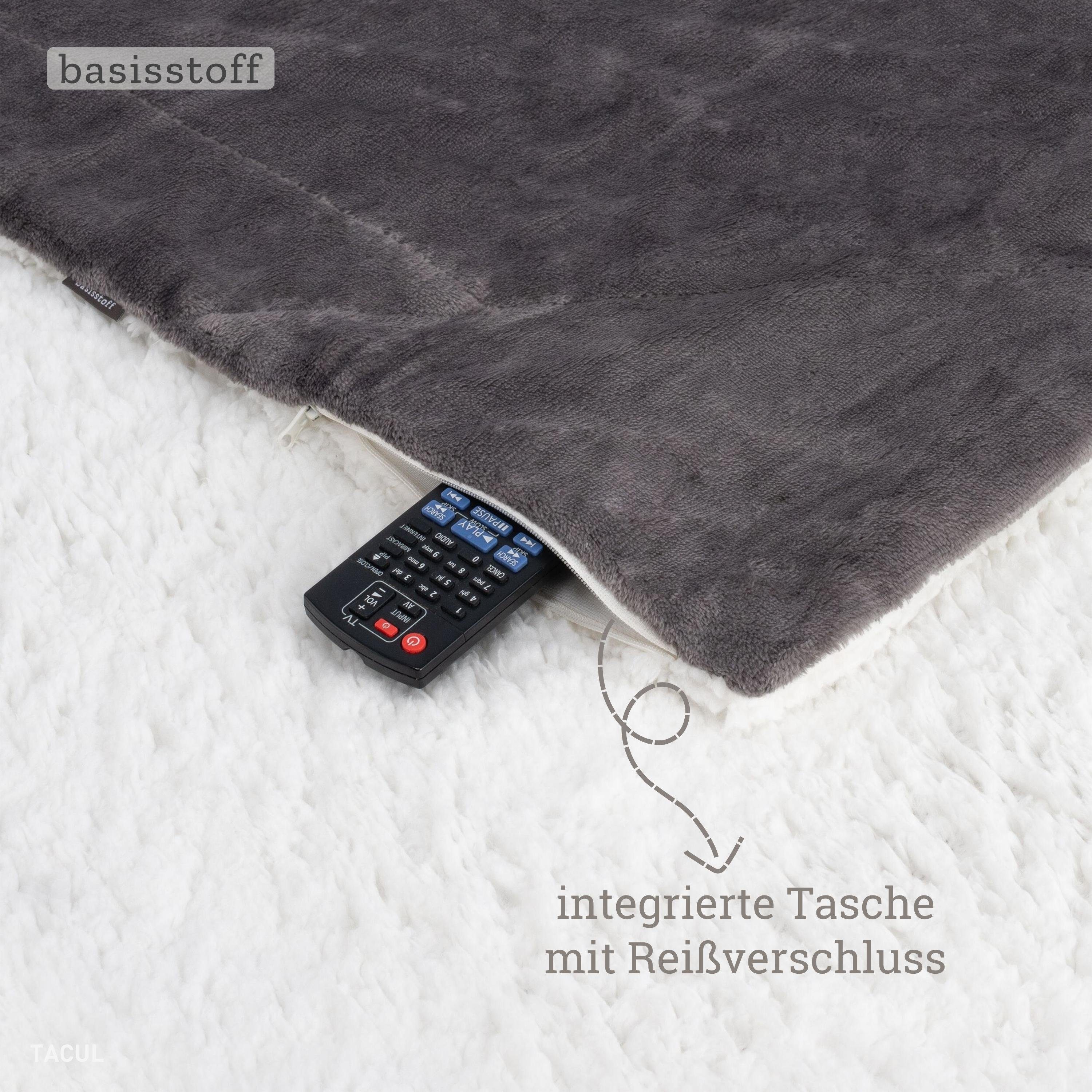 Wohndecke Cloudy Decke Kuscheldecke warm Sherpa Couchdecke mit Ecktasche, Basisstoff