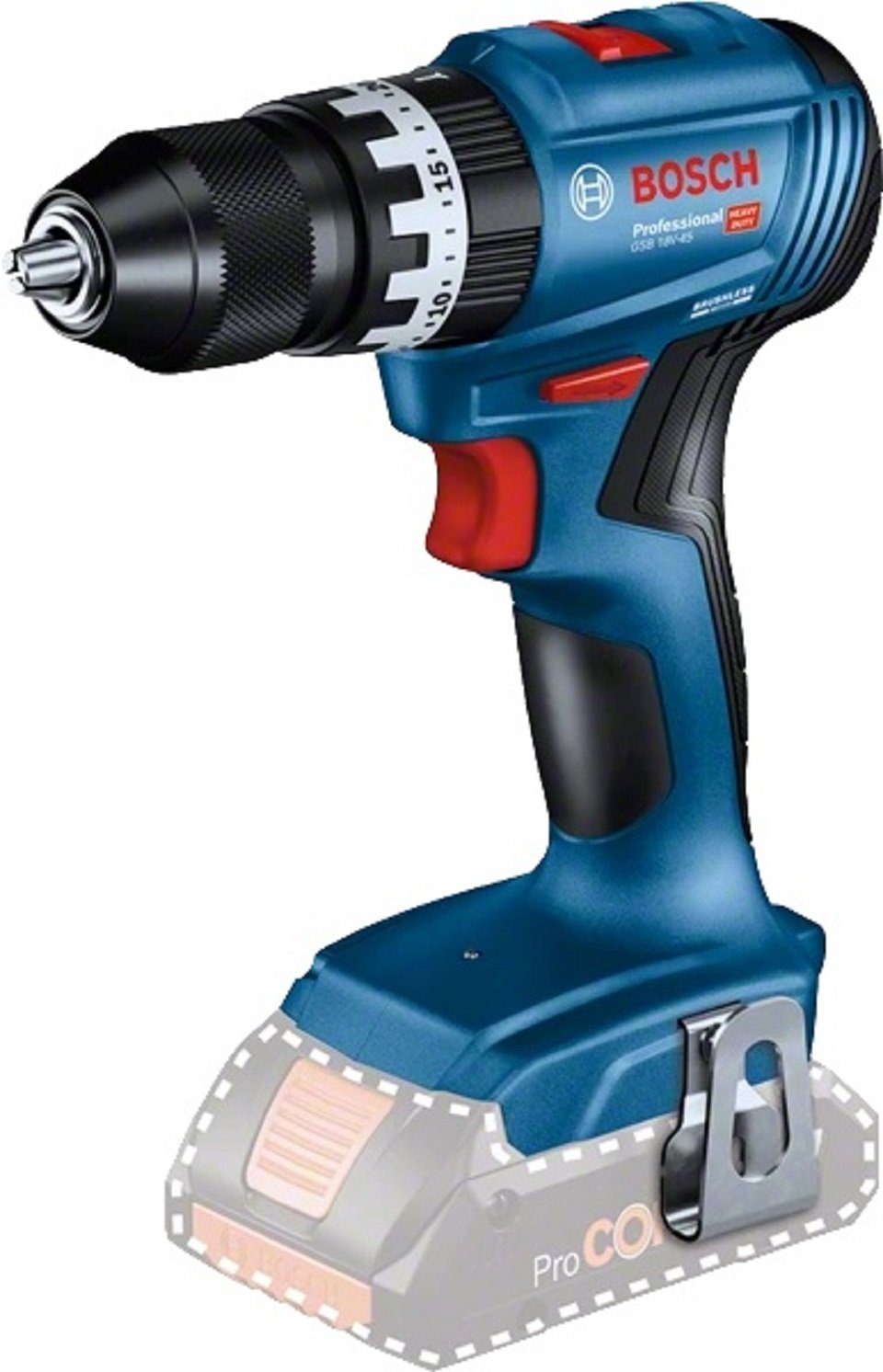 Bosch Professional Akku-Schlagbohrmaschine GSB 18V-45 18V, (1-tlg), Ohne Akkus/Ladegerät/Koffer