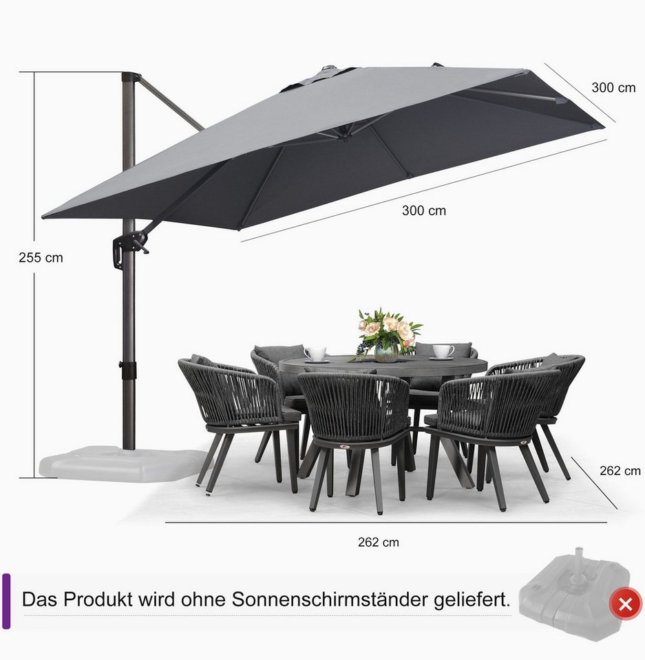 Thumbnail - PURPLE LEAF Ampelschirm Quadratischer Terrassenschirm, Alu Balkonschirm, Groß Sonnenschirm, LxB: 300,00x300,00 cm, für G...