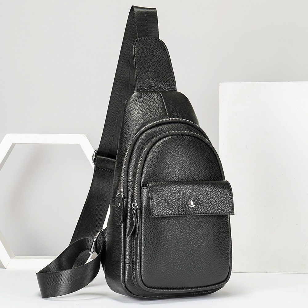 Messenger Bag Herren Leder Sling Bag Crossbody Schultertasche Mehrere Taschen