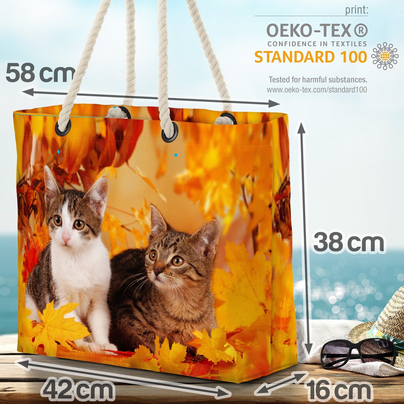 Kätzchen Beach Herbst Haustier Strandtasche VOID Katzen Bag grau Katze Scottish (1-tlg), Kartäuser Tier