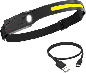 Olotos Stirnlampe LED COB XPE Kopflampe Scheinwerfer USB Wiederaufladbar mit Sensor (2 Stück Set), 5 Modi 1200mAh 230°Ultra Weitwinkel Licht IPX4 Wasserdicht