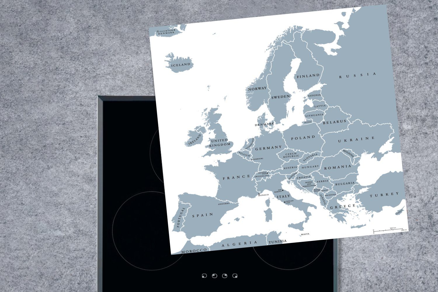 MuchoWow Herdblende-/Abdeckplatte Karte - Arbeitsplatte tlg), Europa Ceranfeldabdeckung, cm, (1 - Vinyl, küche 78x78 Grau, für