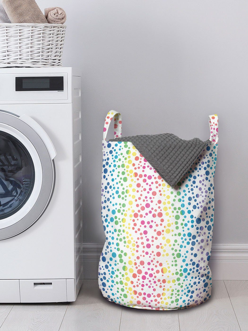 Abakuhaus Wäschesäckchen Kordelzugverschluss Waschsalons, Dots Farbübergang Wäschekorb für mit Griffen Geometrisch