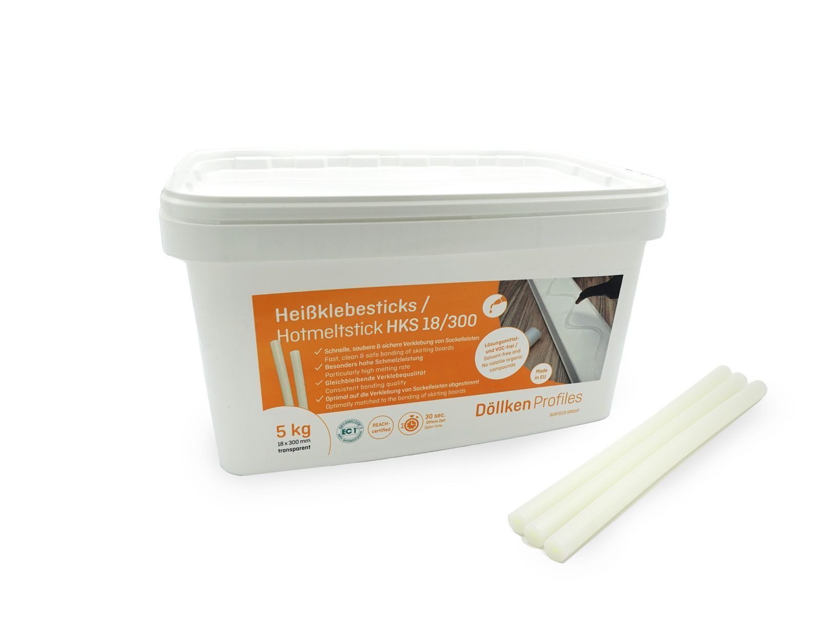 Döllken Profiles GmbH Verlegeset Heißschmelzkleber HKS 18/300 transparent 5Kg