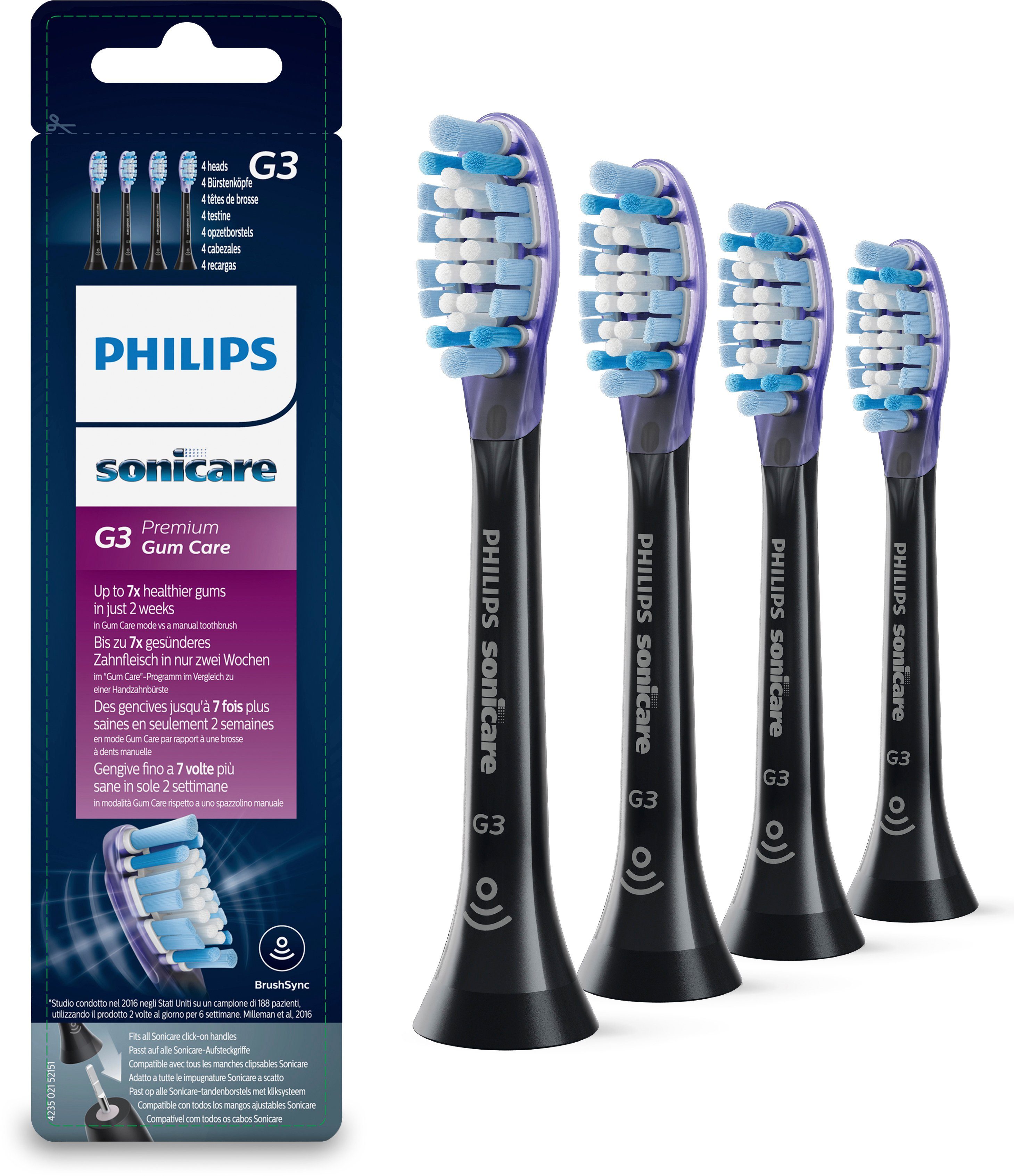 Philips Sonicare Aufsteckbürsten G3 Premium Gum Care HX9054, Standardgröße, mit Bürstenkopferkennung