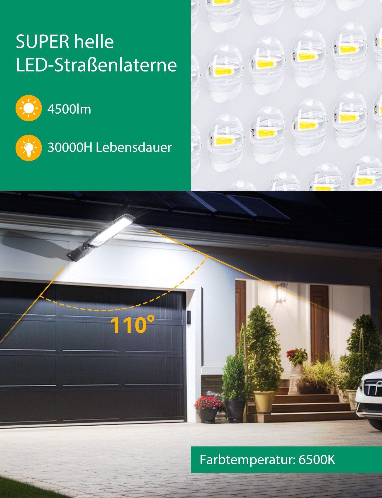 Aigostar Flutlichtstrahler LED Straßenleuchte, 6500K LED-Außenleuchten günstig online kaufen