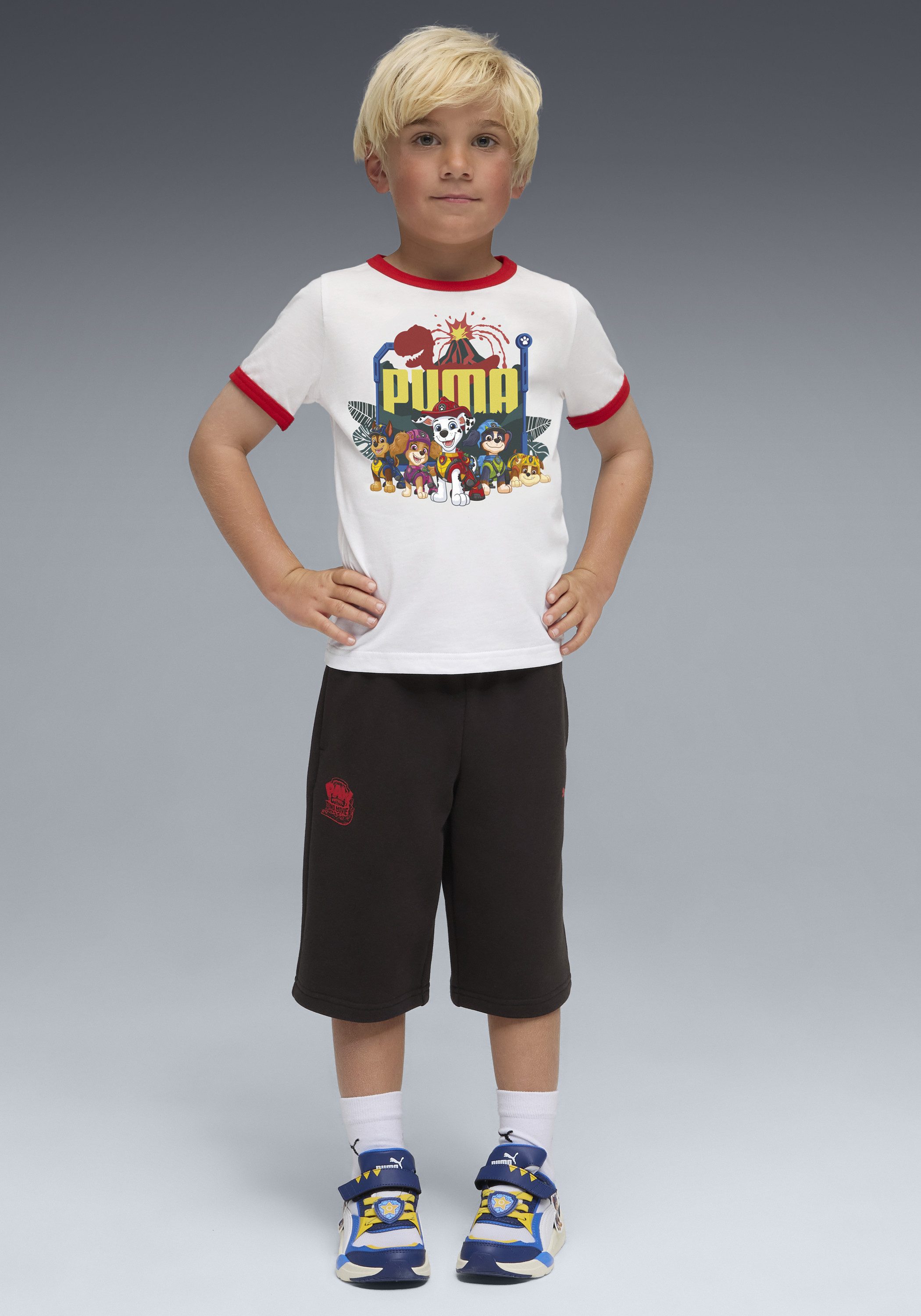 PUMA T-Shirt X PAW PATROL RINGER TEE Regular Fit, Kurzarm, für Kinder, mit Rundhalsausschnitt